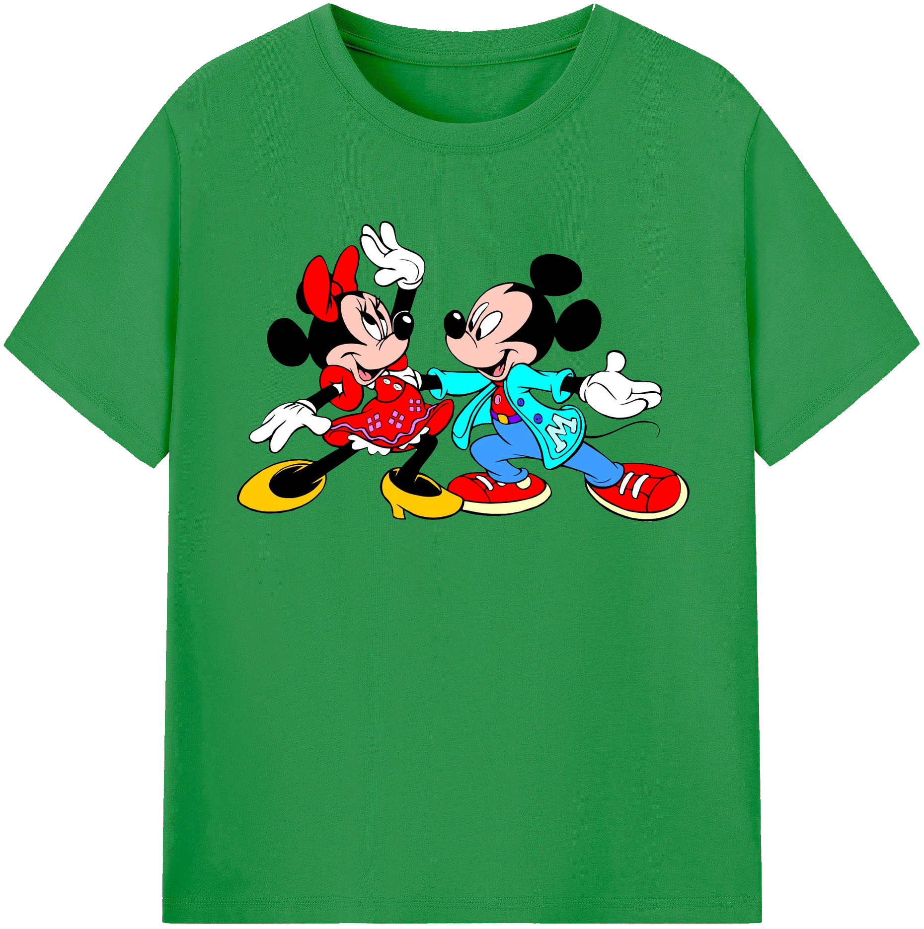 （画像用） ミッキーマウス Mickey Mouse レディースカジュアルプリントTシャツ（綿100％）