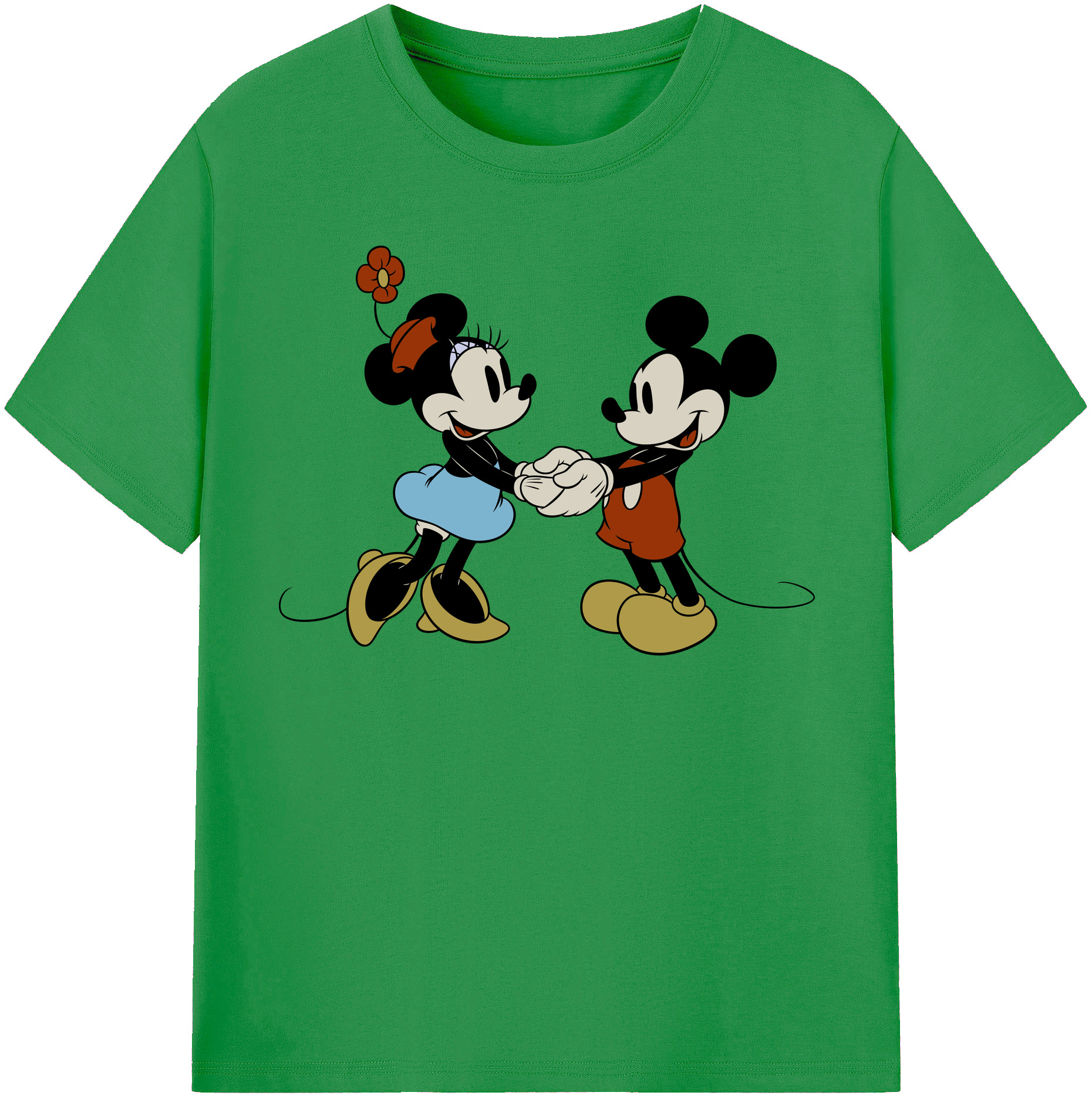 （画像用） ミッキーマウス Mickey Mouse レディースカジュアルプリントTシャツ（綿100％）