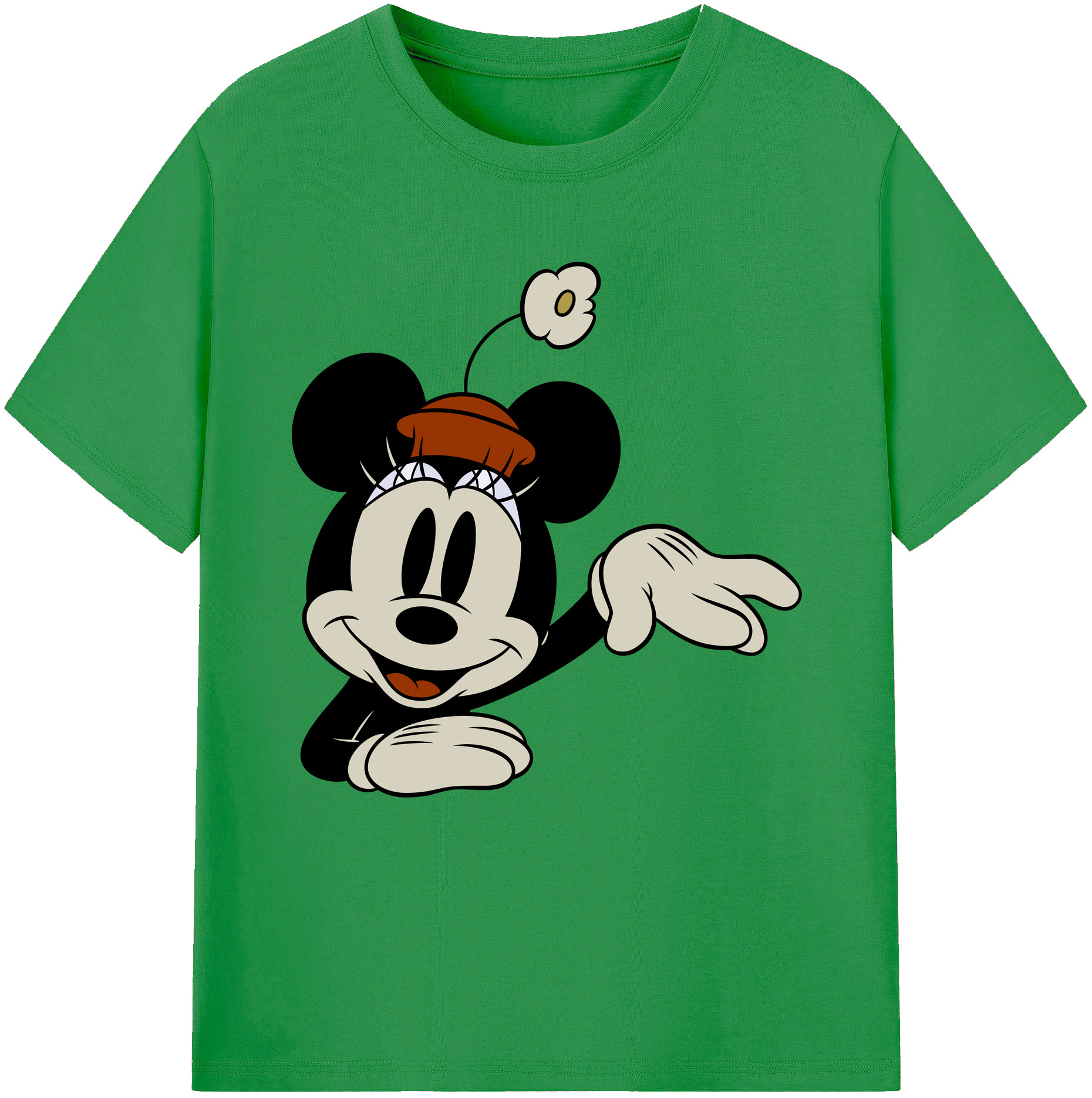 （画像用） ミッキーマウス Mickey Mouse レディースカジュアルプリントTシャツ（綿100％）