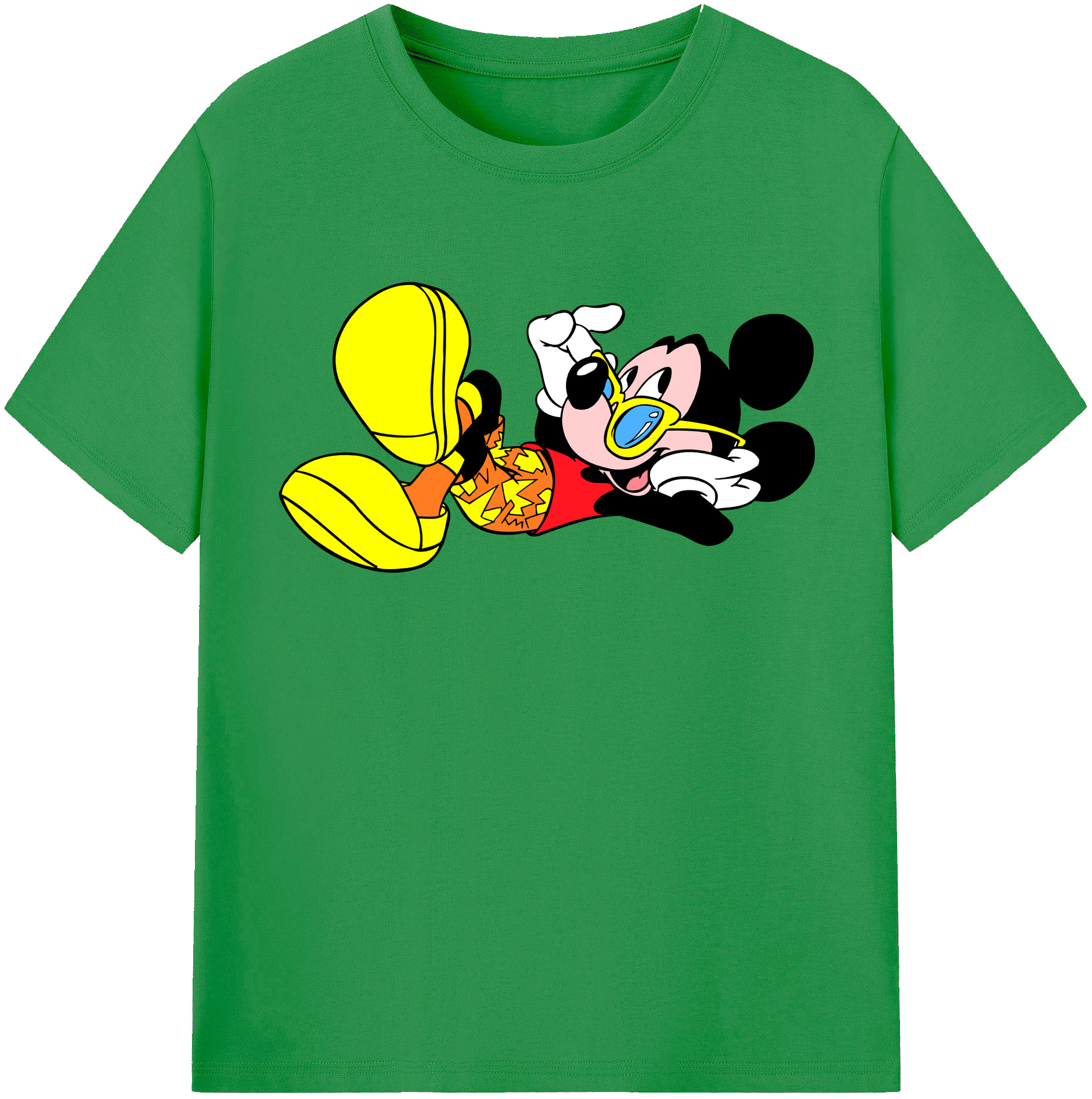 （画像用） ミッキーマウス Mickey Mouse レディースカジュアルプリントTシャツ（綿100％）