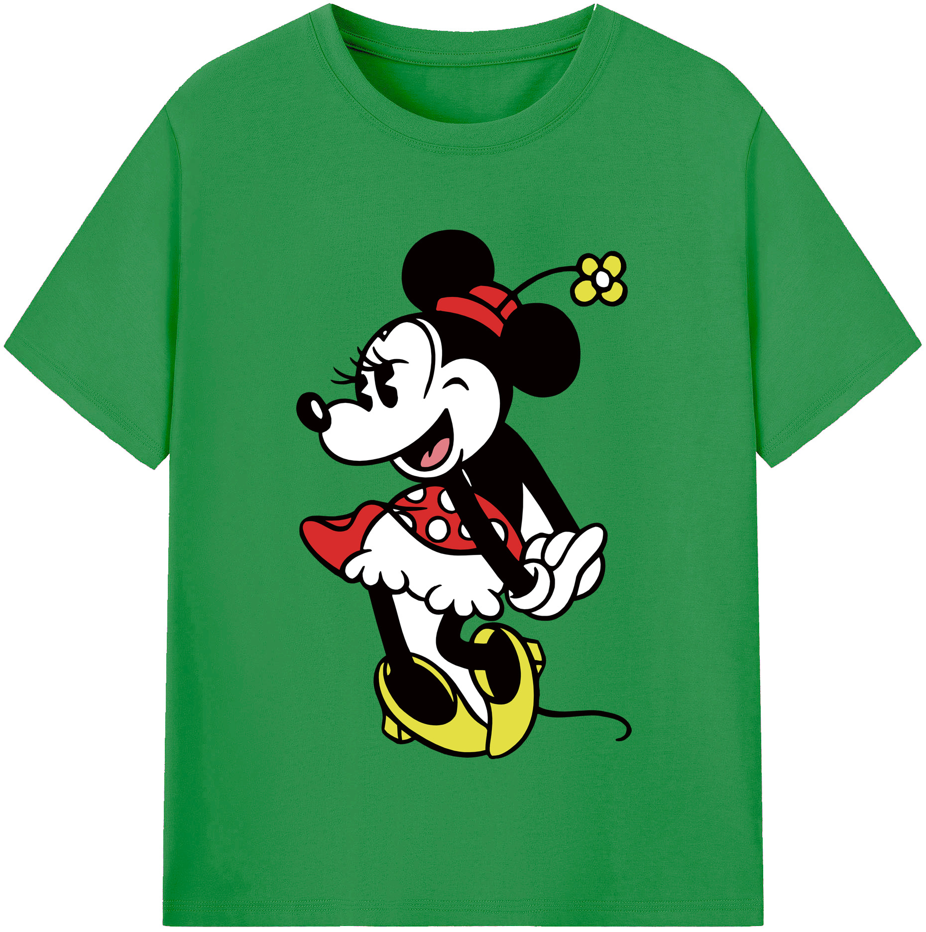 （画像用） ミッキーマウス Mickey Mouse レディースカジュアルプリントTシャツ（綿100％）