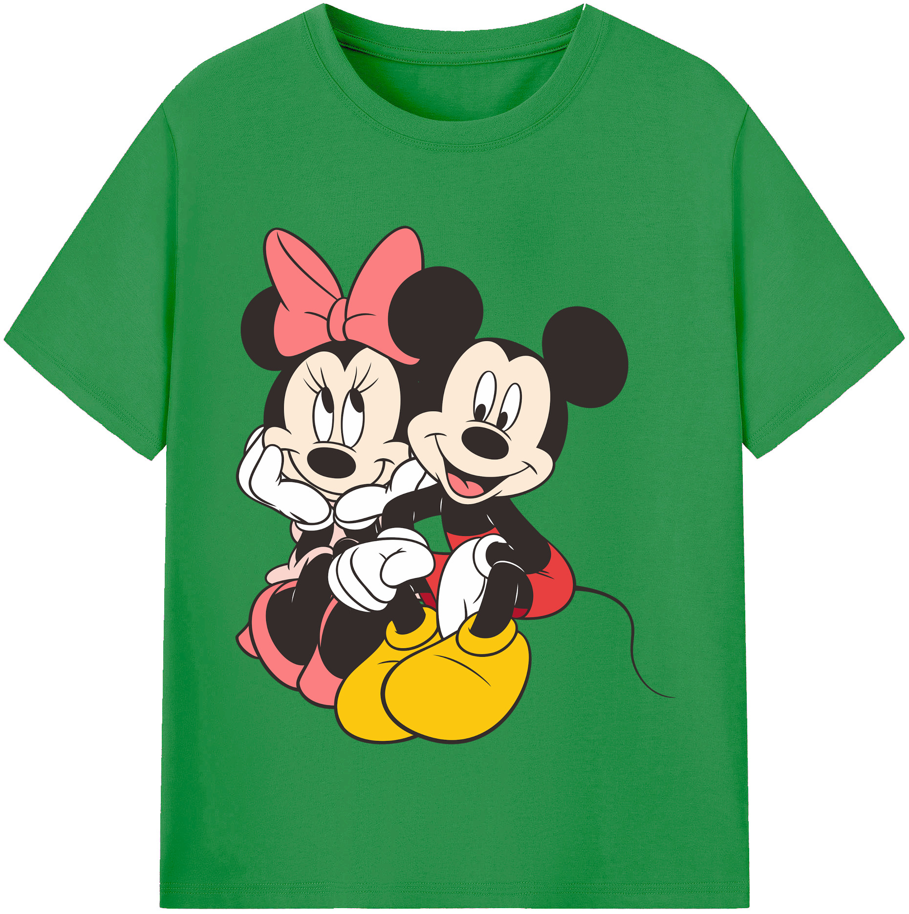 （画像用） ミッキーマウス Mickey Mouse レディースカジュアルプリントTシャツ（綿100％）