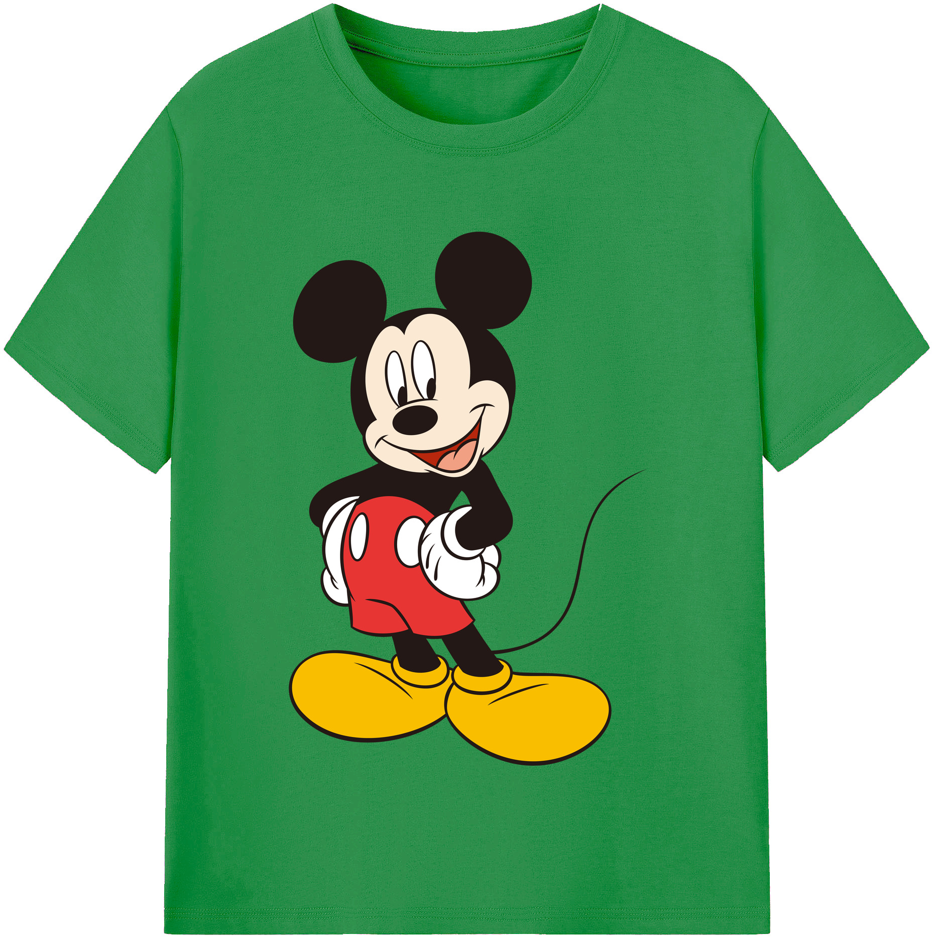 （画像用） ミッキーマウス Mickey Mouse レディースカジュアルプリントTシャツ（綿100％）