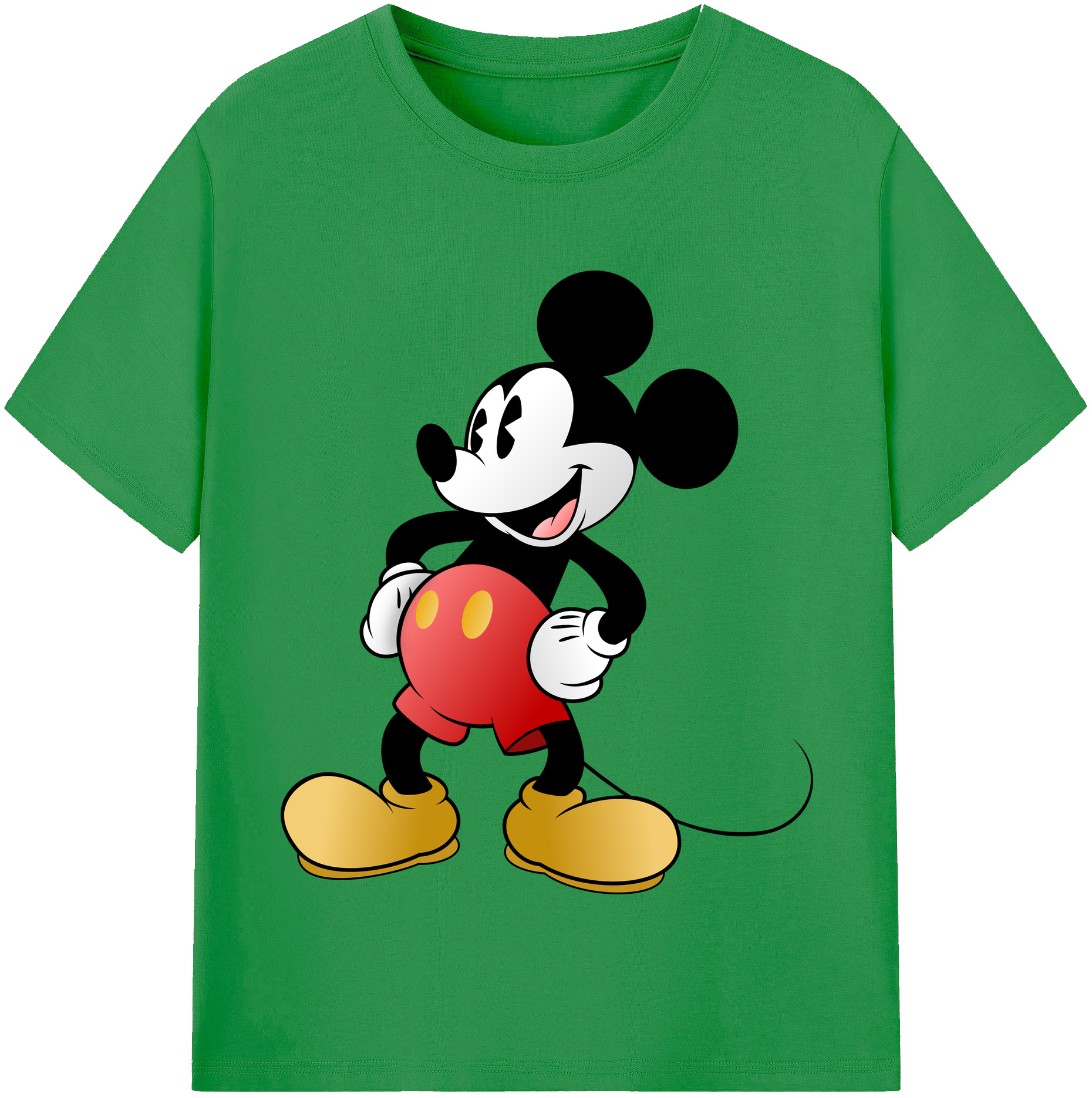 （画像用） ミッキーマウス Mickey Mouse レディースカジュアルプリントTシャツ（綿100％）