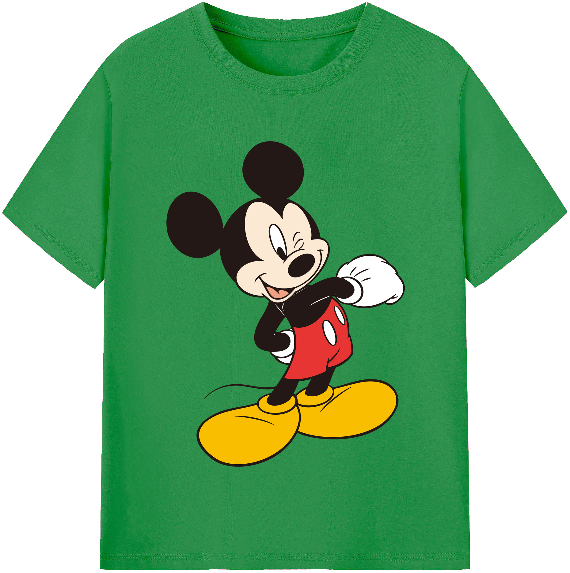 （画像用） ミッキーマウス Mickey Mouse レディースカジュアルプリントTシャツ（綿100％）