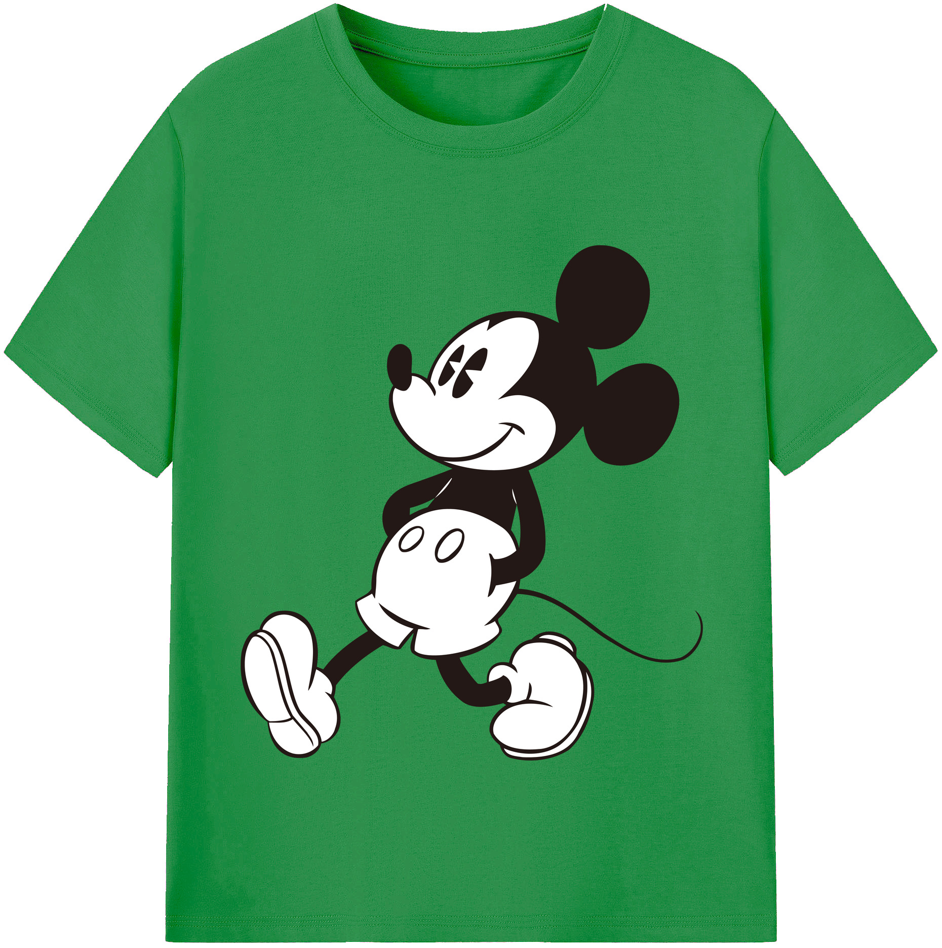 （画像用） ミッキーマウス Mickey Mouse レディースカジュアルプリントTシャツ（綿100％）