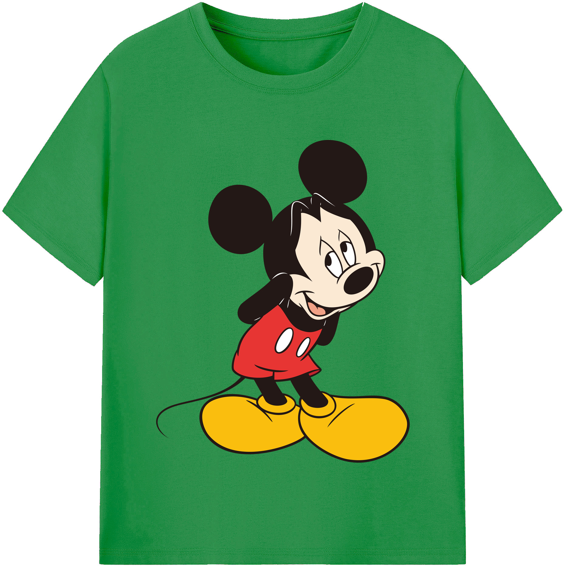 （画像用） ミッキーマウス Mickey Mouse レディースカジュアルプリントTシャツ（綿100％）