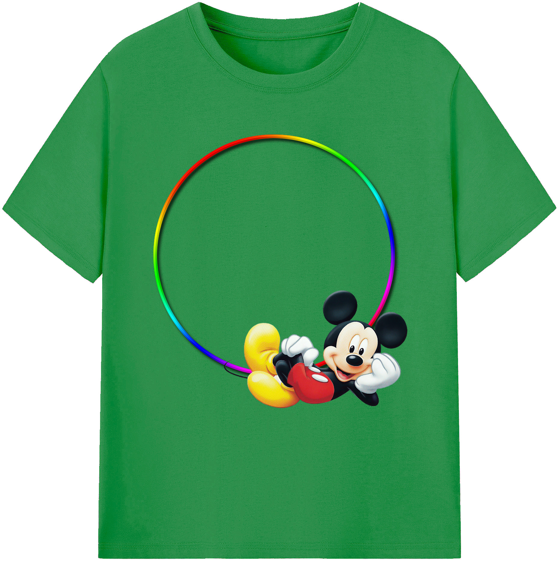 （画像用） ミッキーマウス Mickey Mouse レディースカジュアルプリントTシャツ（綿100％）