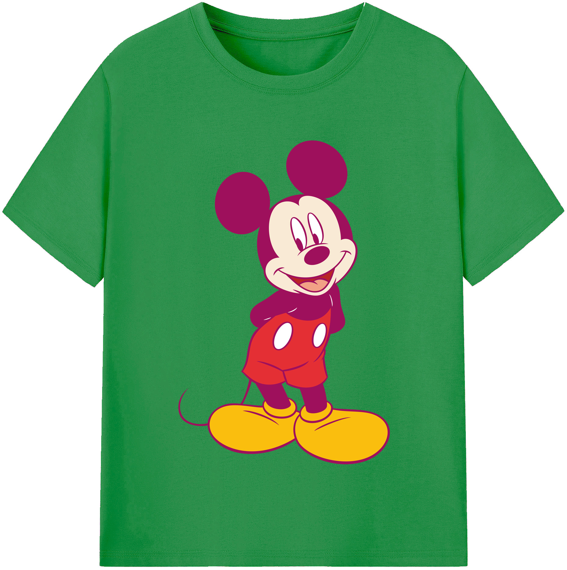 （画像用） ミッキーマウス Mickey Mouse レディースカジュアルプリントTシャツ（綿100％）