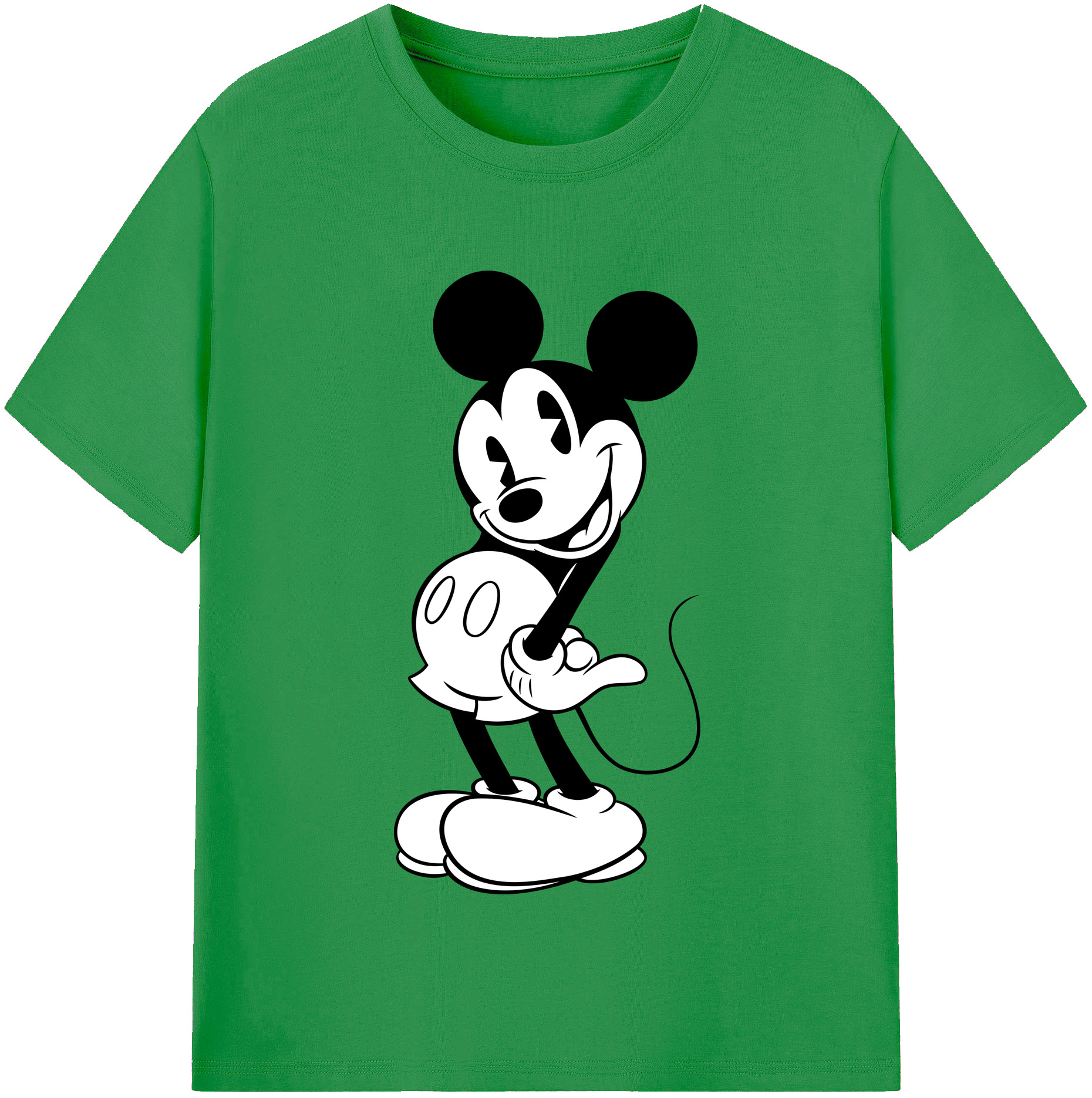 （画像用） ミッキーマウス Mickey Mouse レディースカジュアルプリントTシャツ（綿100％）