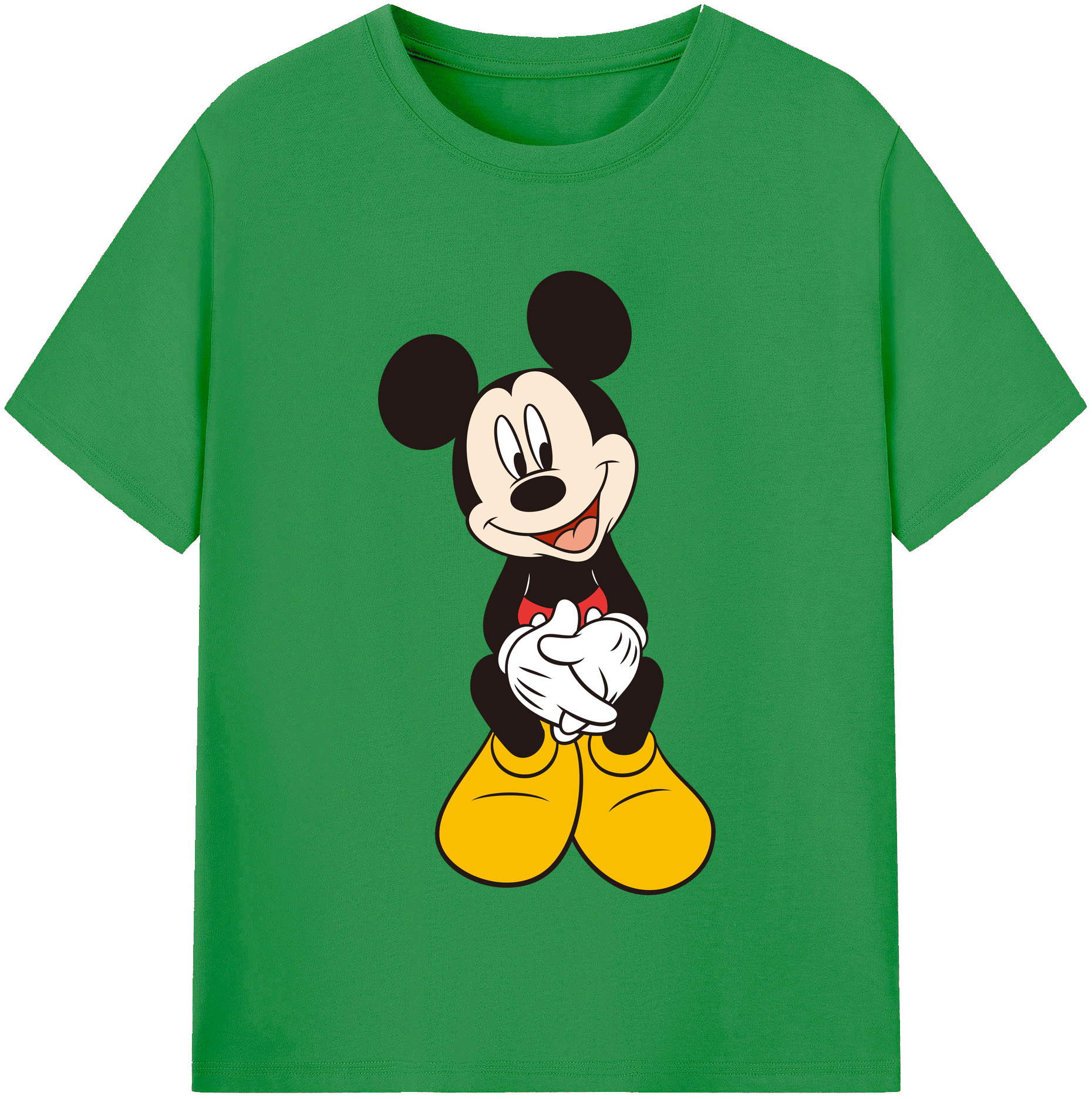 （画像用） ミッキーマウス Mickey Mouse レディースカジュアルプリントTシャツ（綿100％）