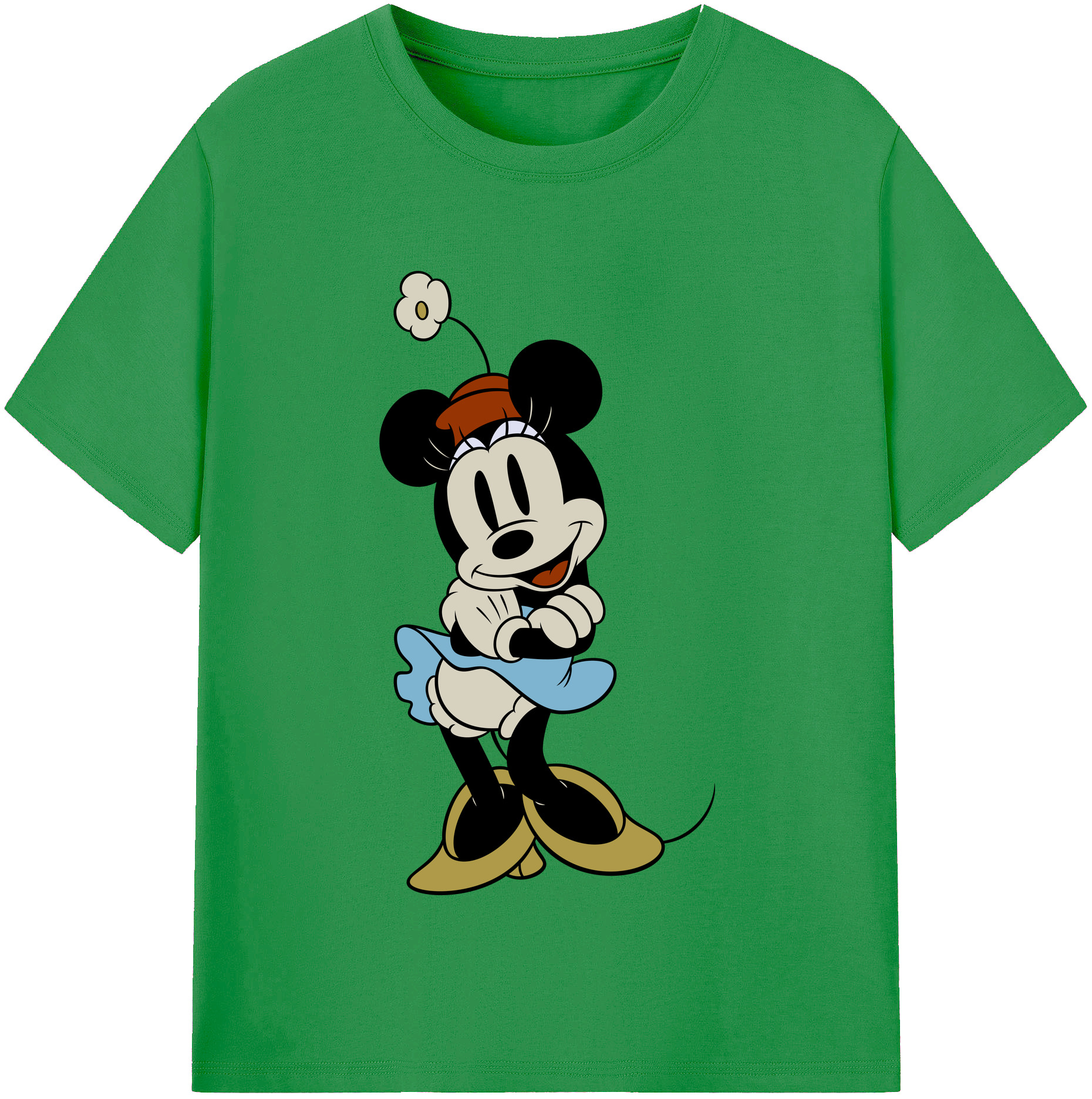 （画像用） ミッキーマウス Mickey Mouse レディースカジュアルプリントTシャツ（綿100％）