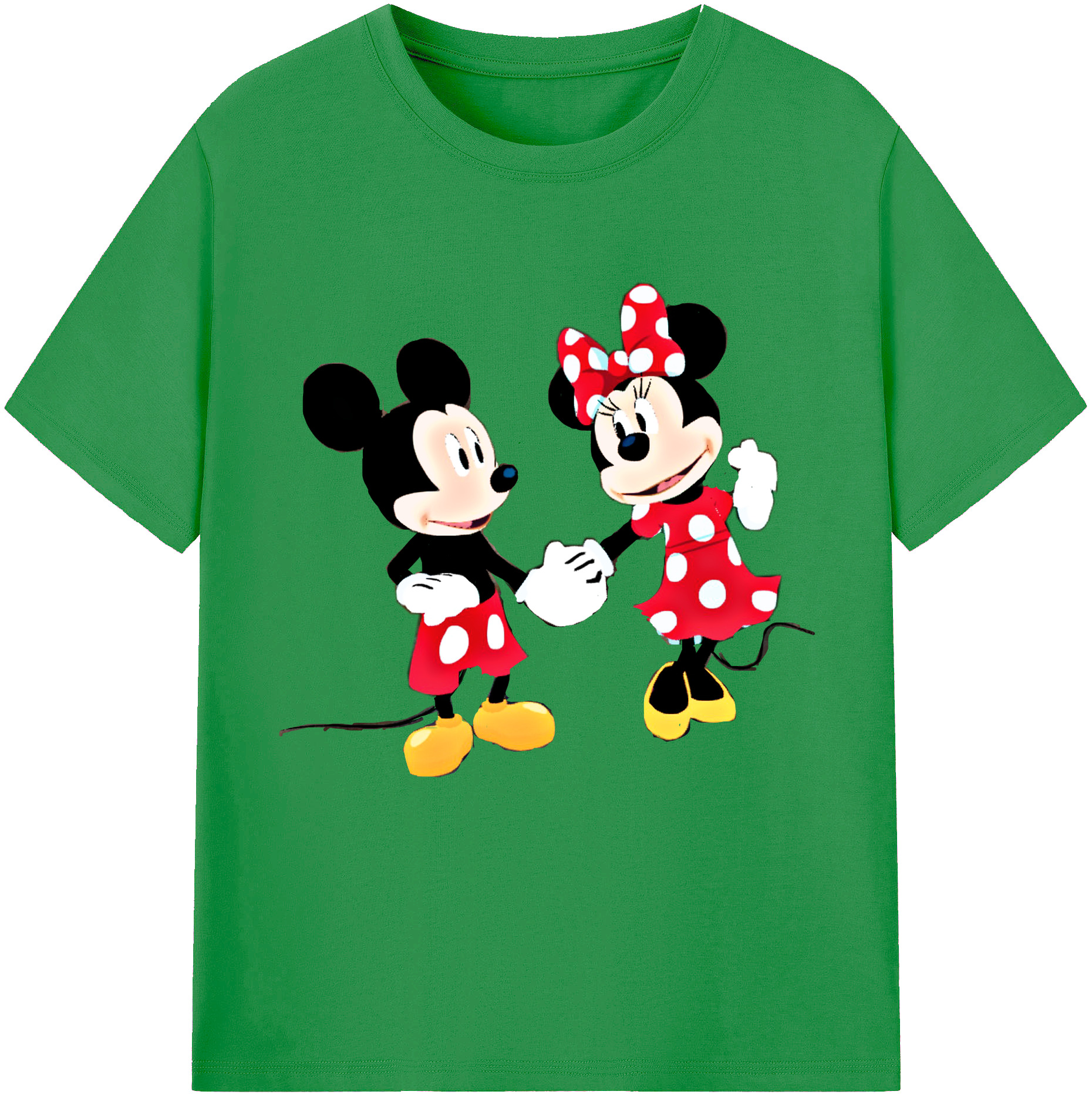 （画像用） ミッキーマウス Mickey Mouse レディースカジュアルプリントTシャツ（綿100％）