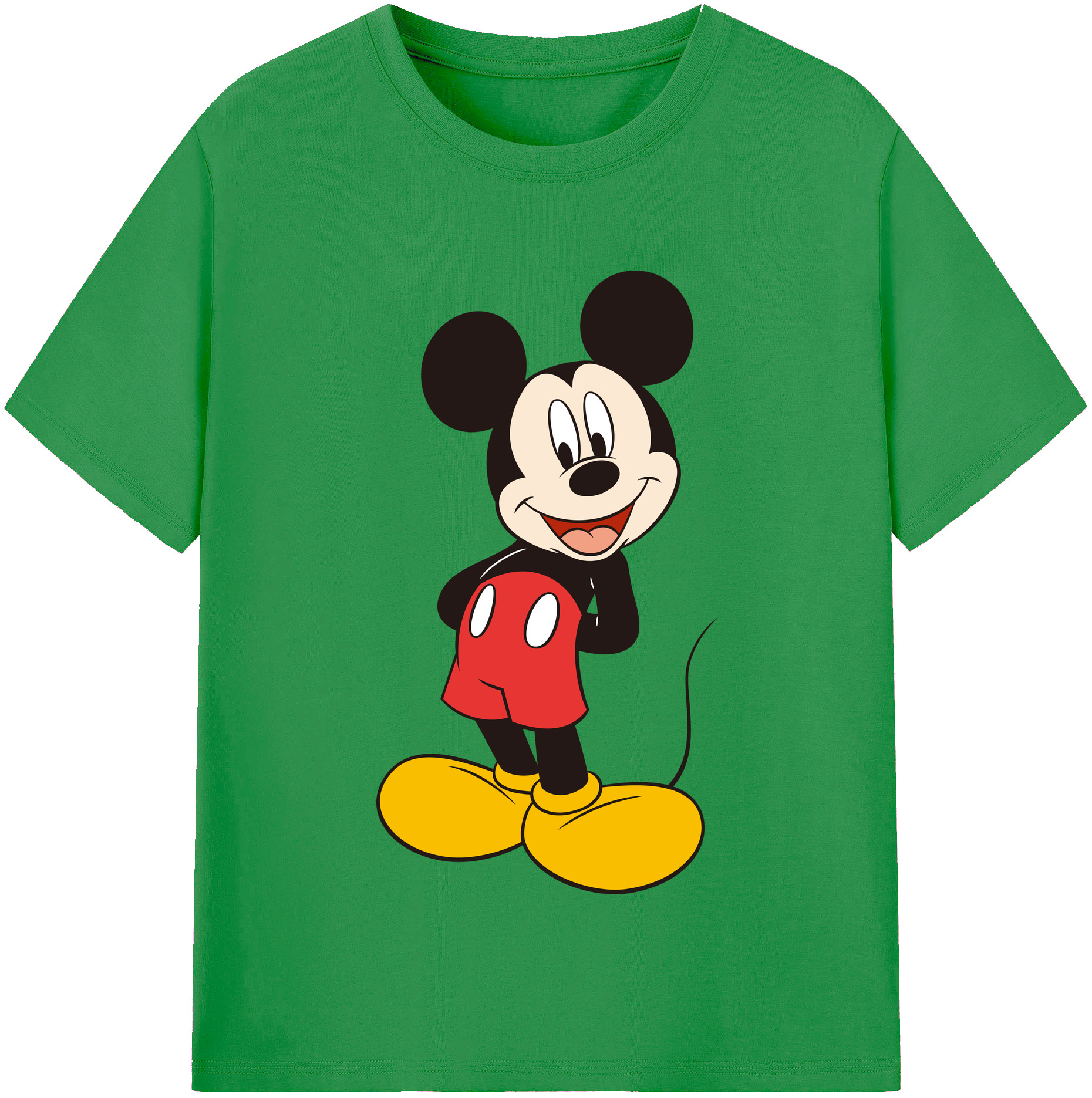 （画像用） ミッキーマウス Mickey Mouse レディースカジュアルプリントTシャツ（綿100％）