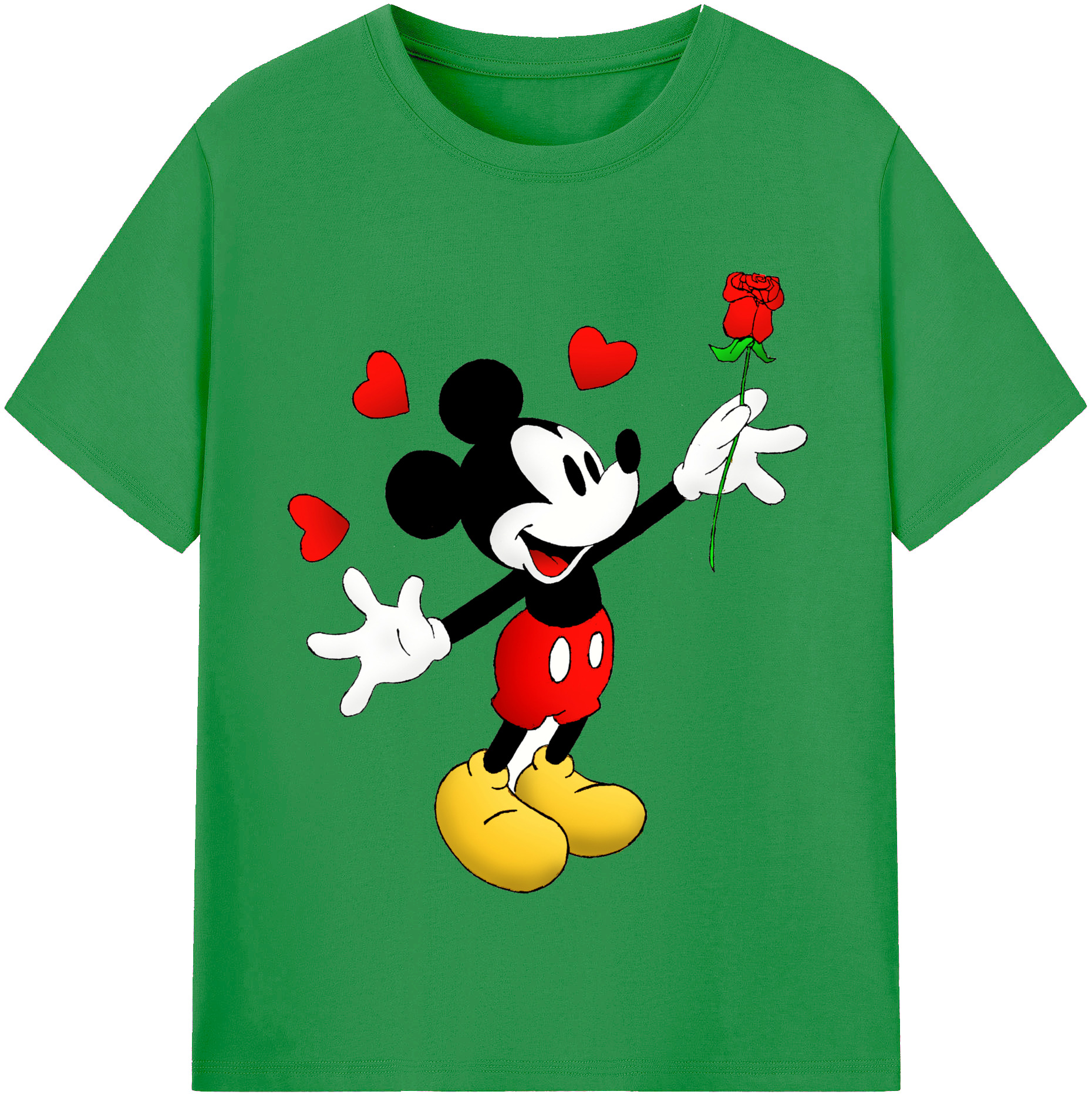 （画像用） ミッキーマウス Mickey Mouse レディースカジュアルプリントTシャツ（綿100％）