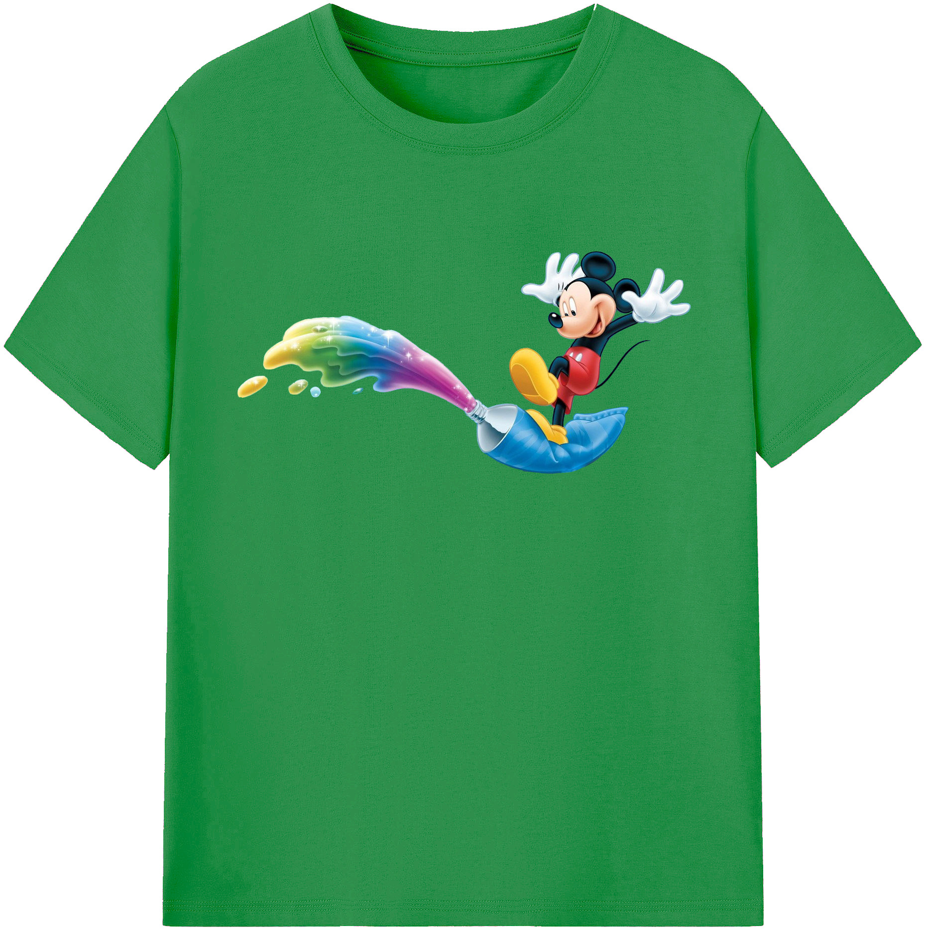 （画像用） ミッキーマウス Mickey Mouse レディースカジュアルプリントTシャツ（綿100％）