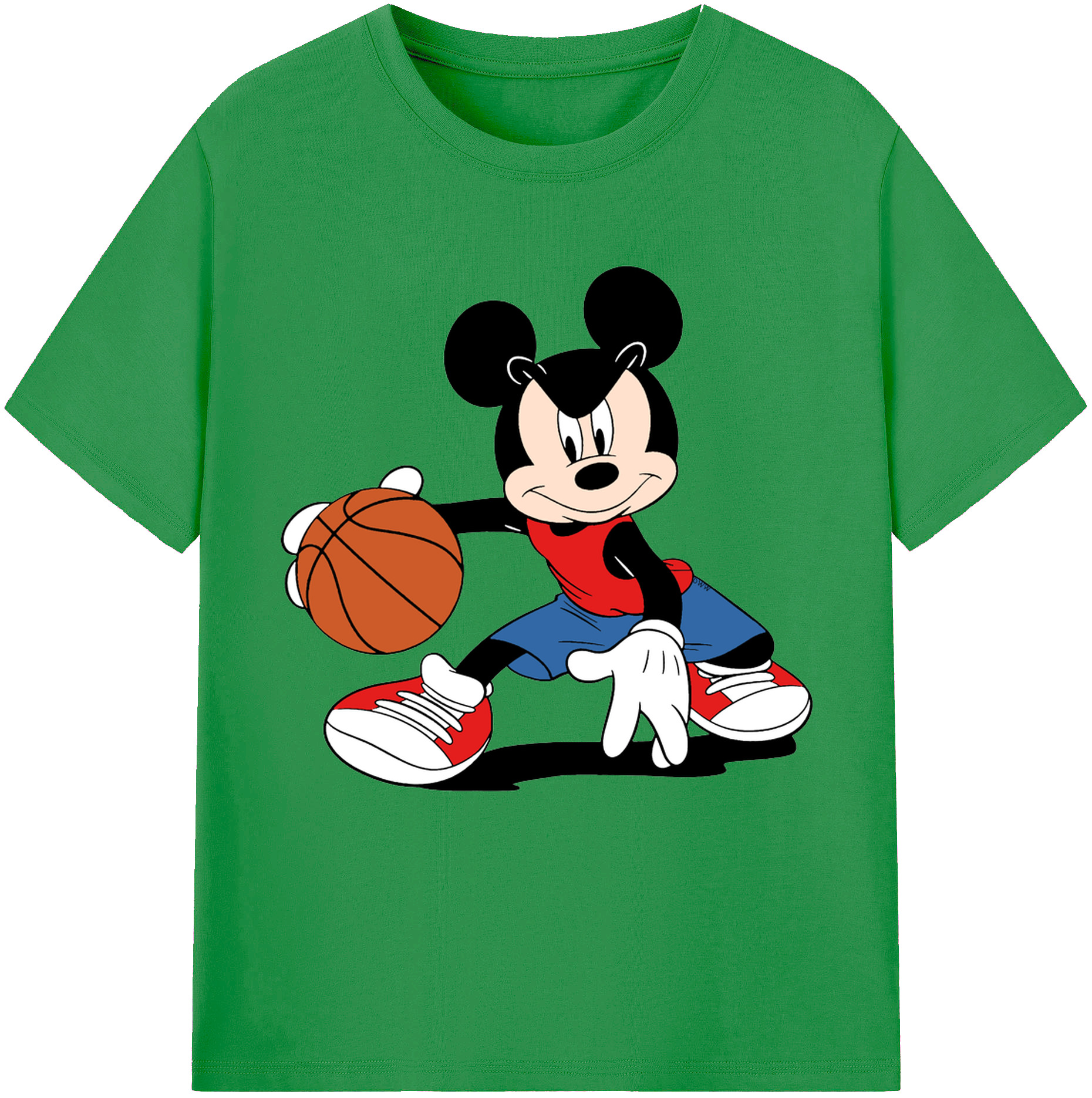 （画像用） ミッキーマウス Mickey Mouse レディースカジュアルプリントTシャツ（綿100％）