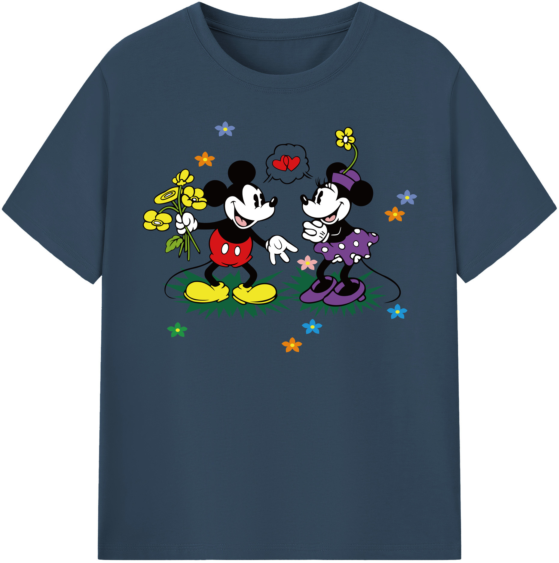 （画像用） ミッキーマウス Mickey Mouse レディースカジュアルプリントTシャツ（綿100％）