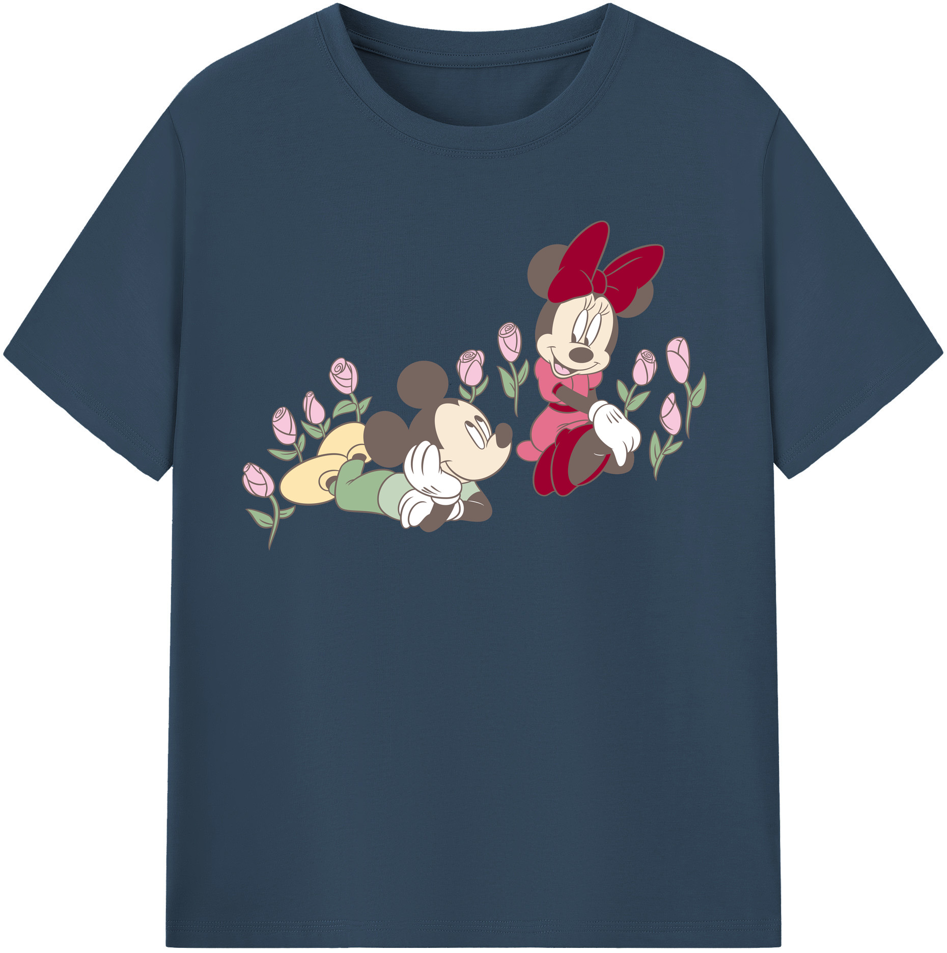 （画像用） ミッキーマウス Mickey Mouse レディースカジュアルプリントTシャツ（綿100％）