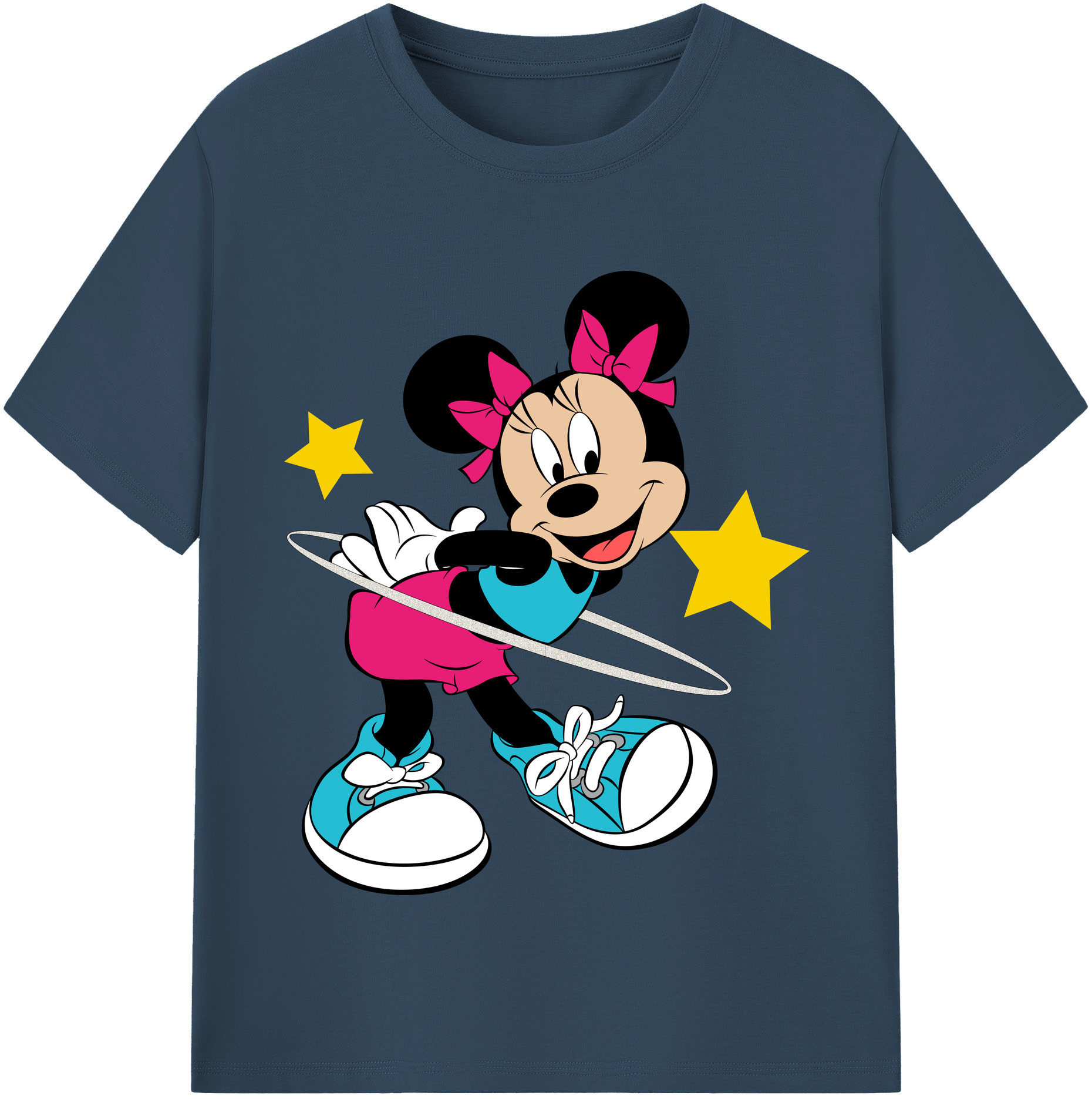 （画像用） ミッキーマウス Mickey Mouse レディースカジュアルプリントTシャツ（綿100％）