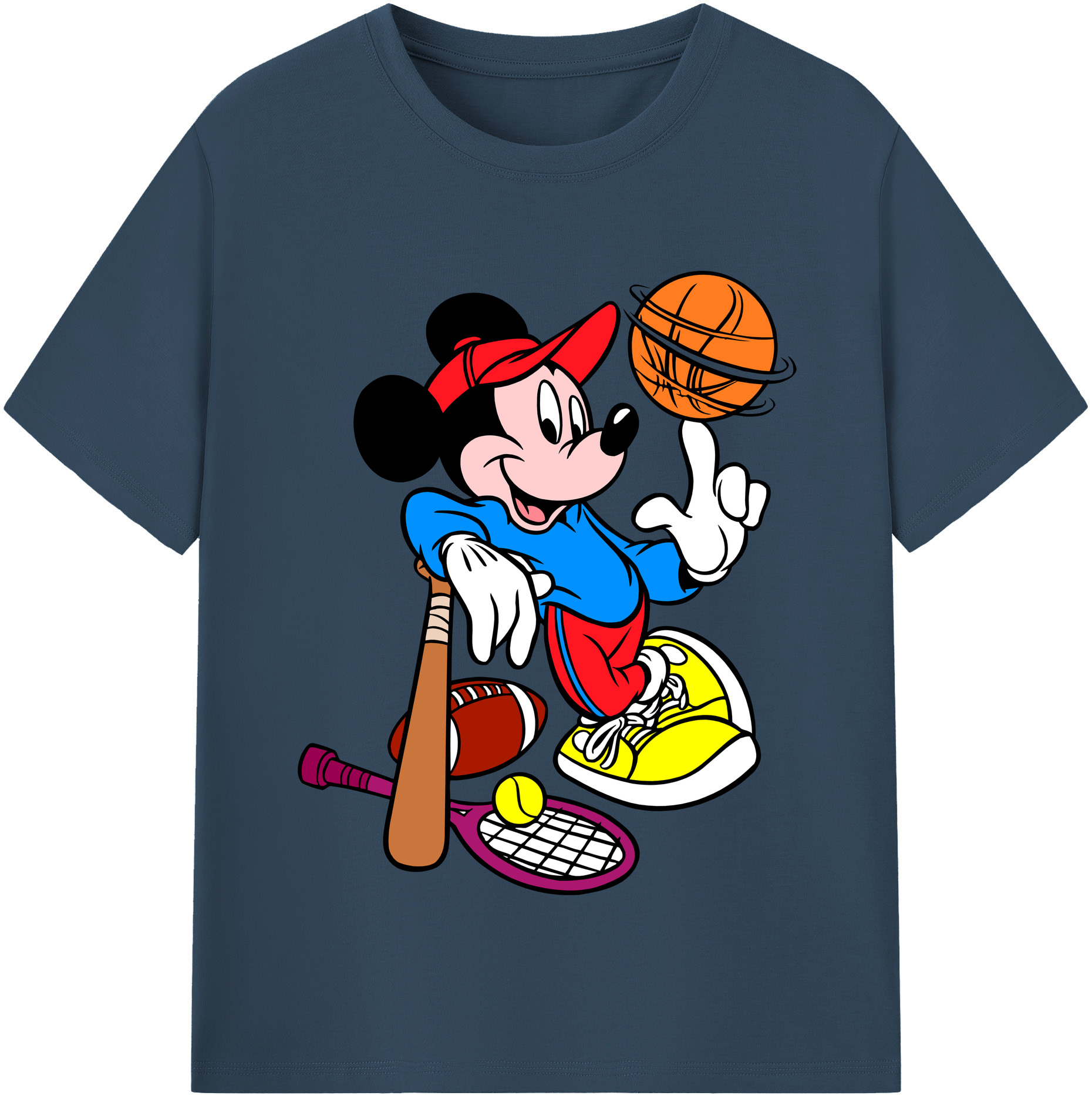 （画像用） ミッキーマウス Mickey Mouse レディースカジュアルプリントTシャツ（綿100％）