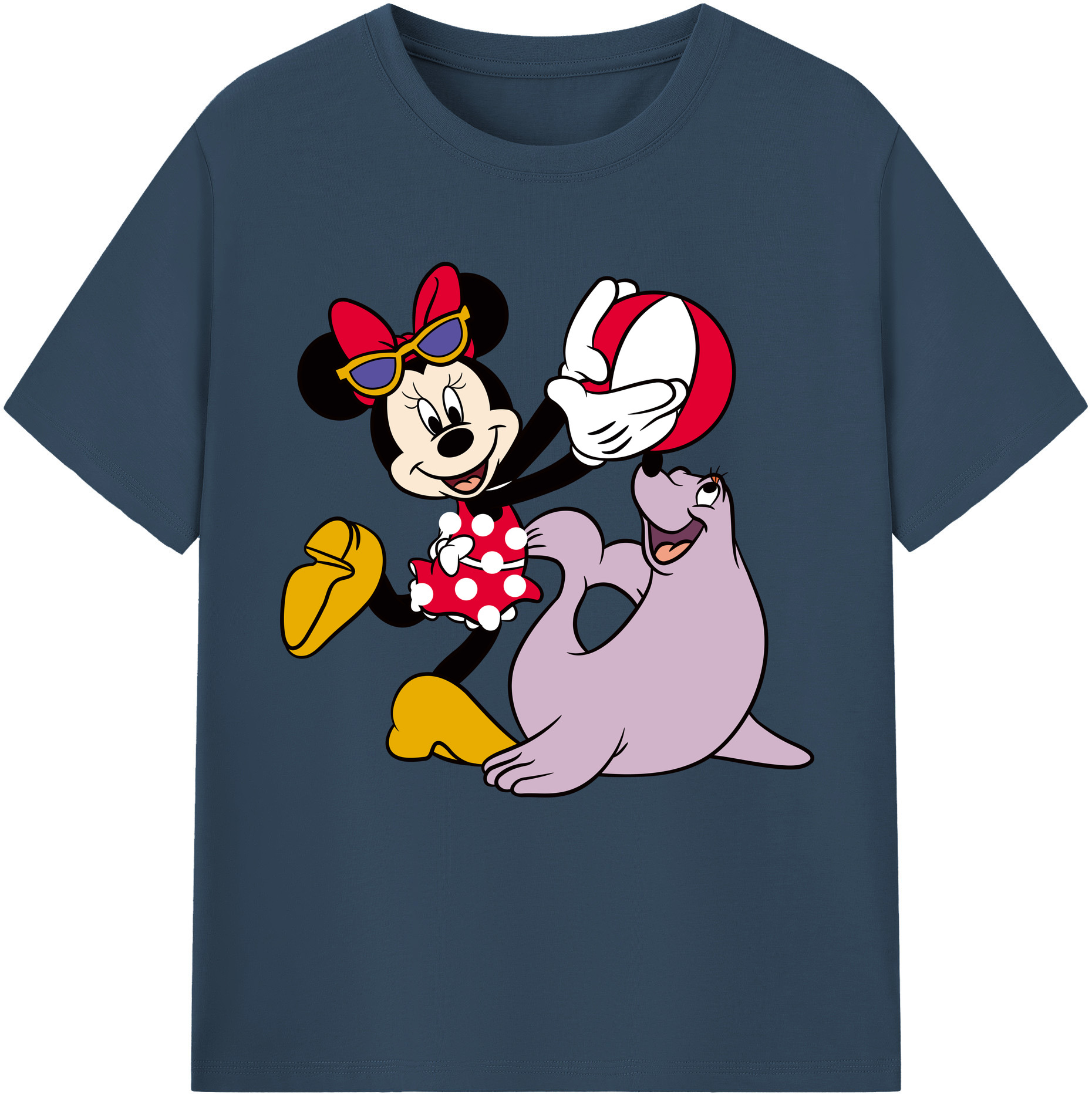 （画像用） ミッキーマウス Mickey Mouse レディースカジュアルプリントTシャツ（綿100％）