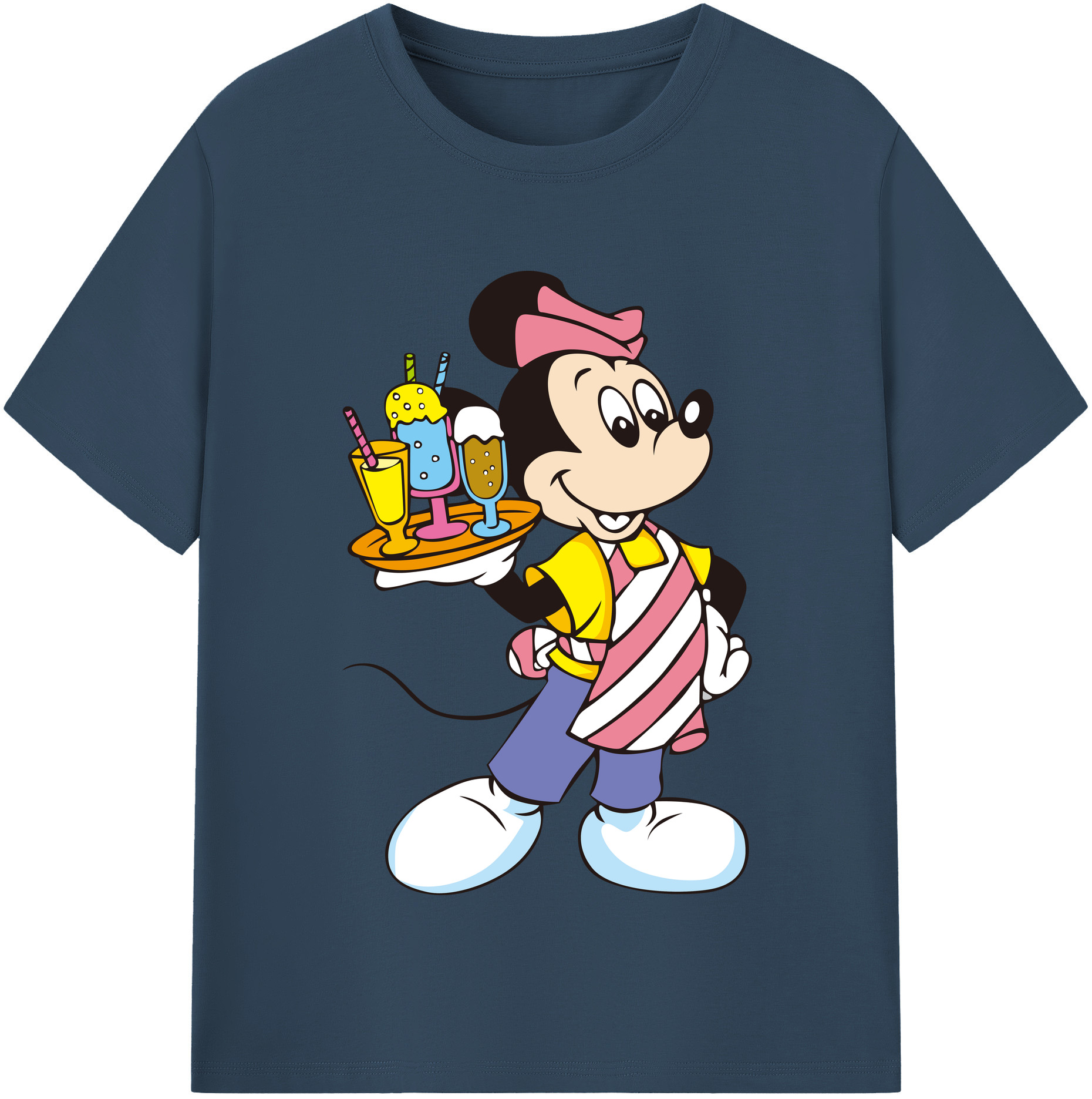（画像用） ミッキーマウス Mickey Mouse レディースカジュアルプリントTシャツ（綿100％）
