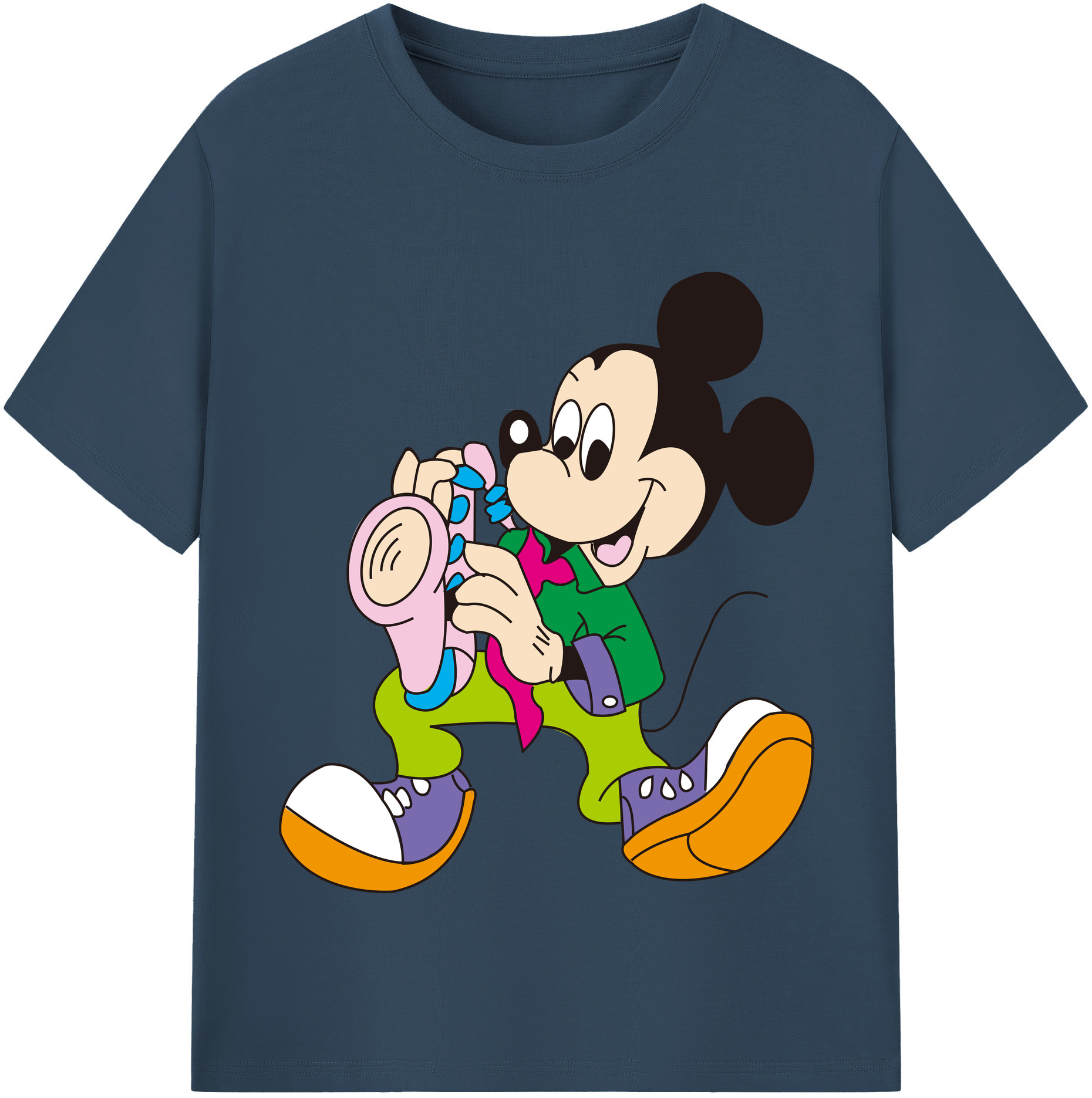 （画像用） ミッキーマウス Mickey Mouse レディースカジュアルプリントTシャツ（綿100％）
