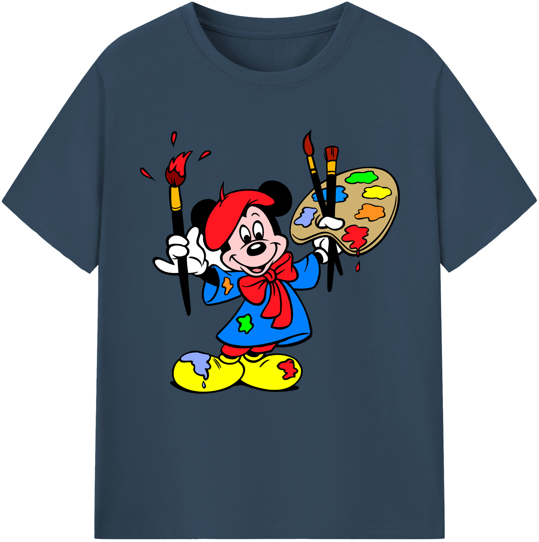 （画像用） ミッキーマウス Mickey Mouse レディースカジュアルプリントTシャツ（綿100％）