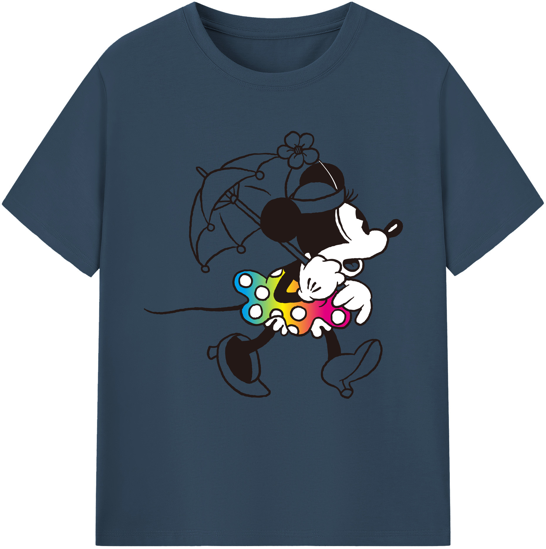（画像用） ミッキーマウス Mickey Mouse レディースカジュアルプリントTシャツ（綿100％）