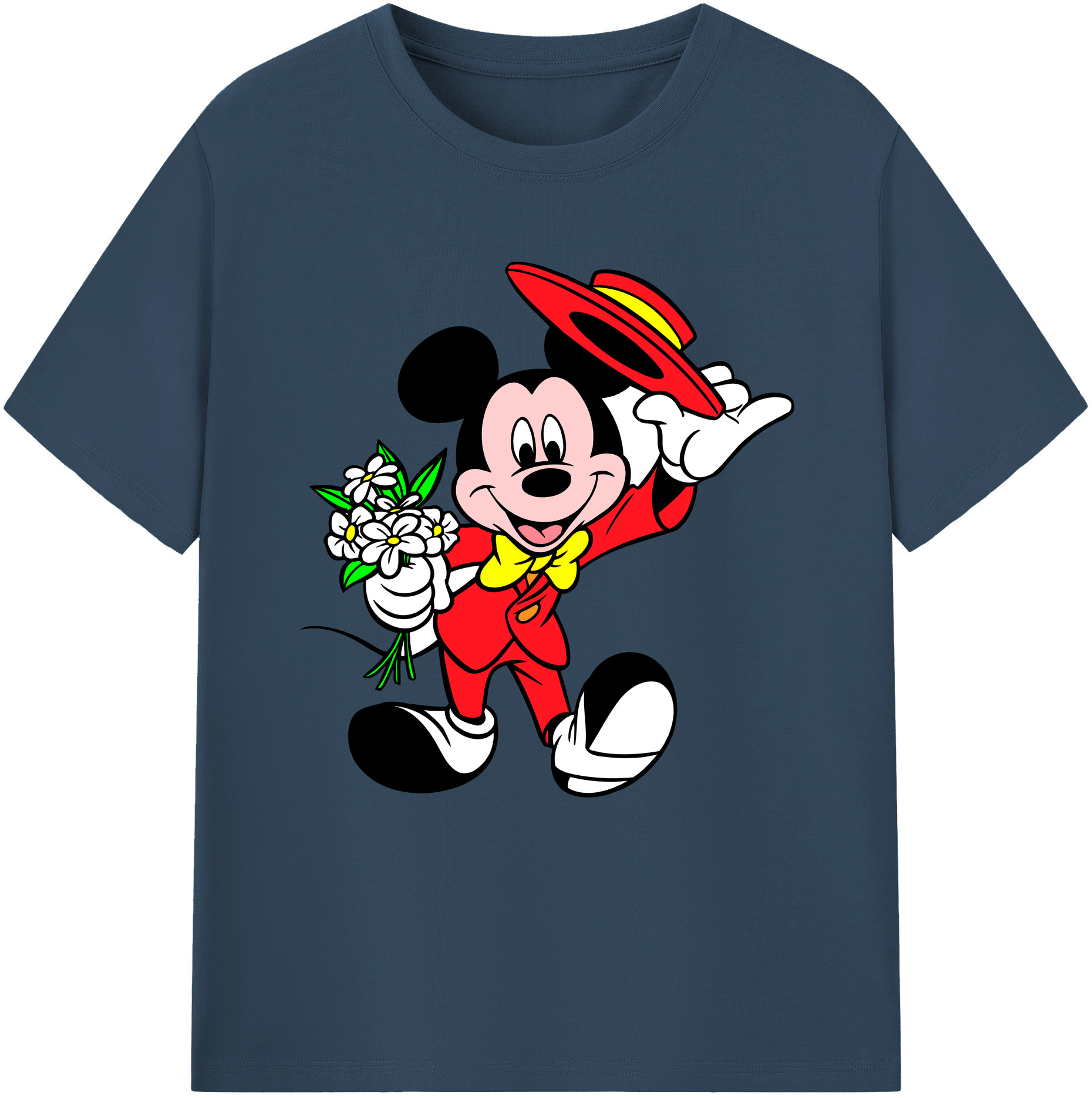 （画像用） ミッキーマウス Mickey Mouse レディースカジュアルプリントTシャツ（綿100％）