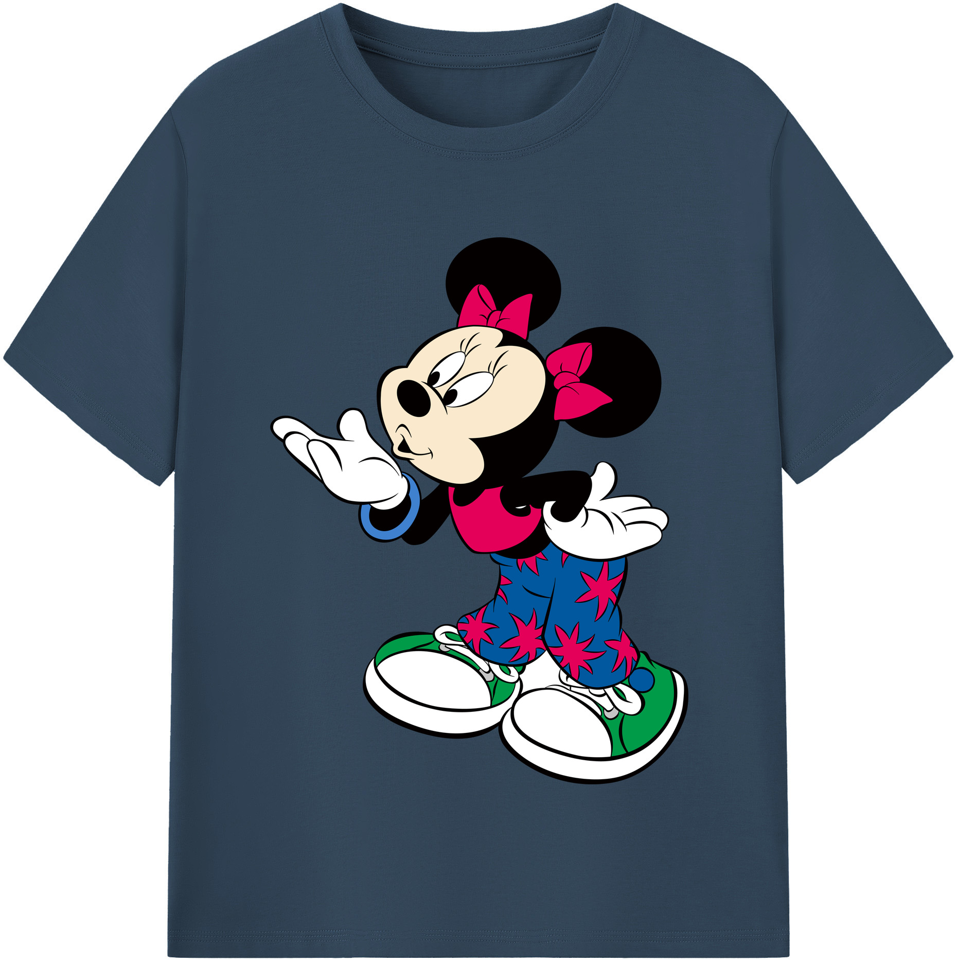 （画像用） ミッキーマウス Mickey Mouse レディースカジュアルプリントTシャツ（綿100％）