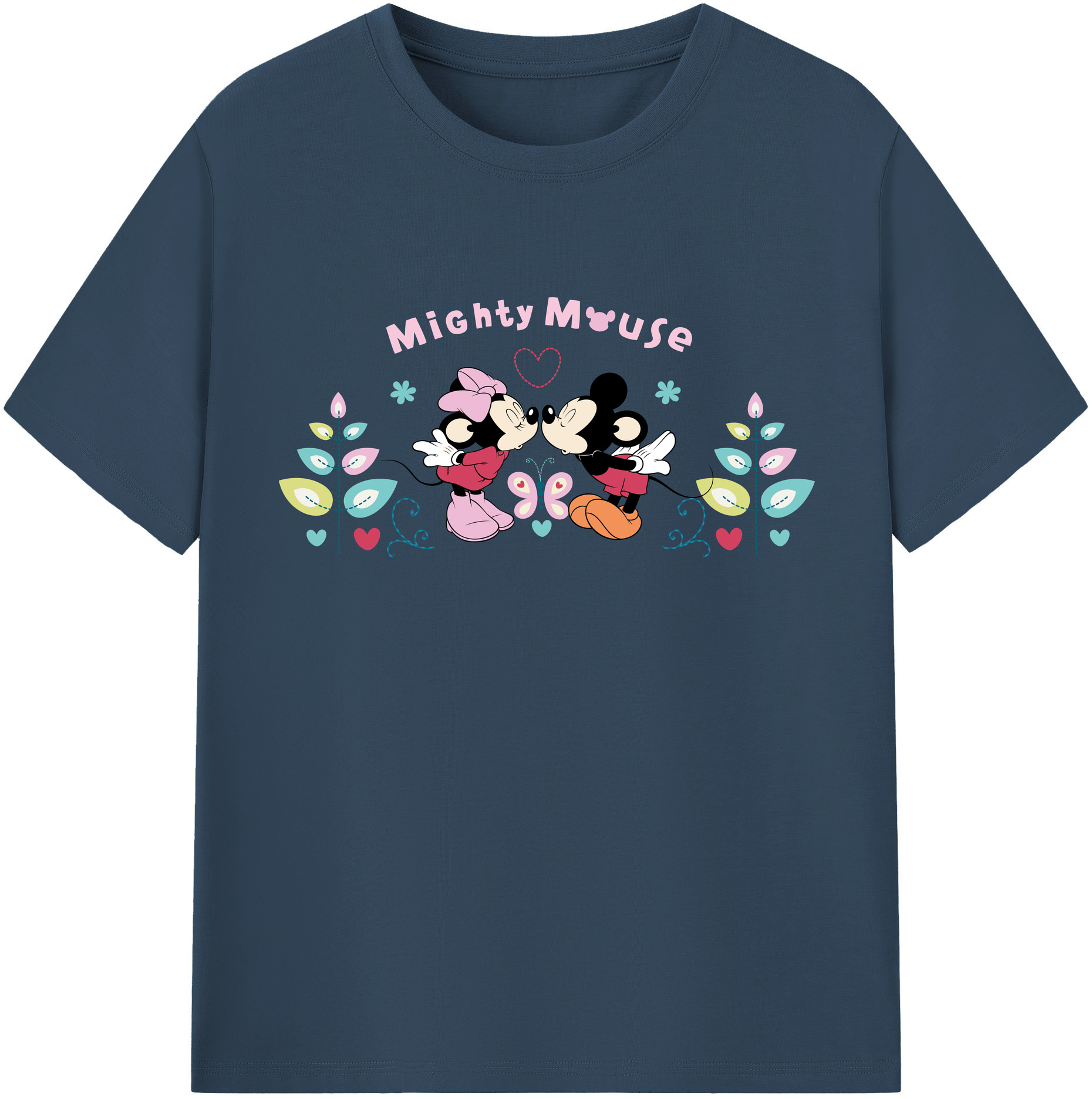 （画像用） ミッキーマウス Mickey Mouse レディースカジュアルプリントTシャツ（綿100％）