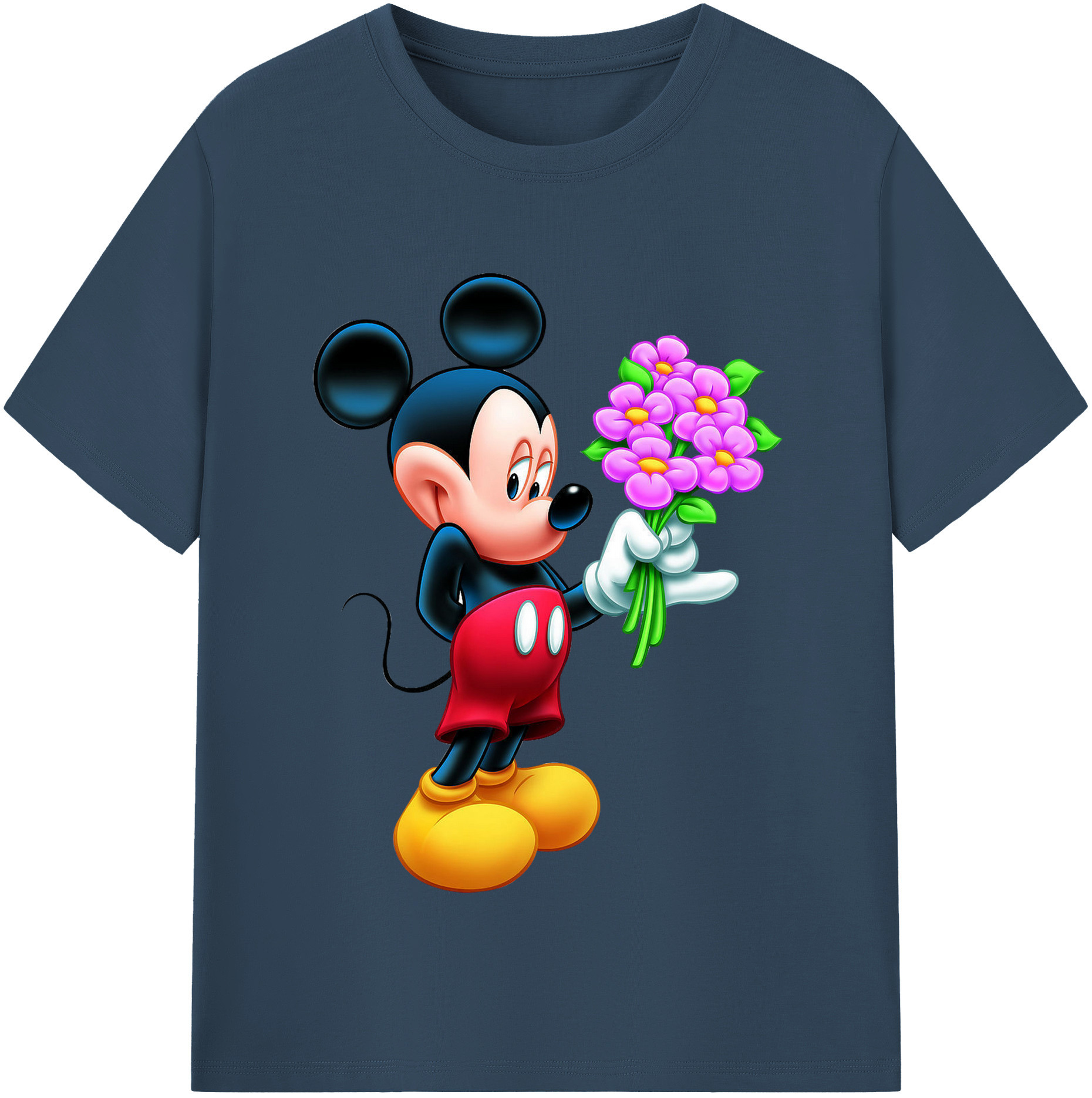 （画像用） ミッキーマウス Mickey Mouse レディースカジュアルプリントTシャツ（綿100％）