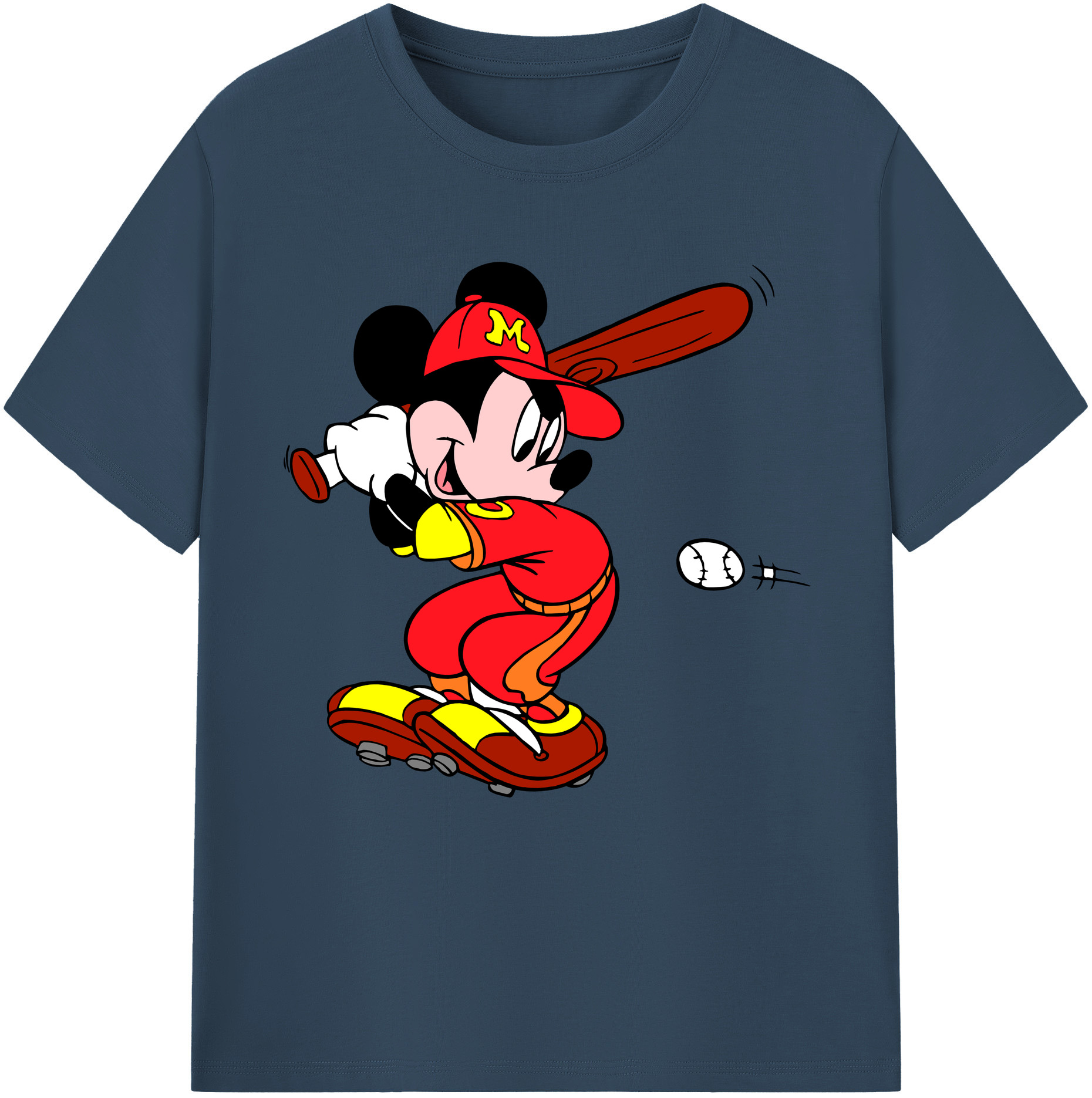 （画像用） ミッキーマウス Mickey Mouse レディースカジュアルプリントTシャツ（綿100％）