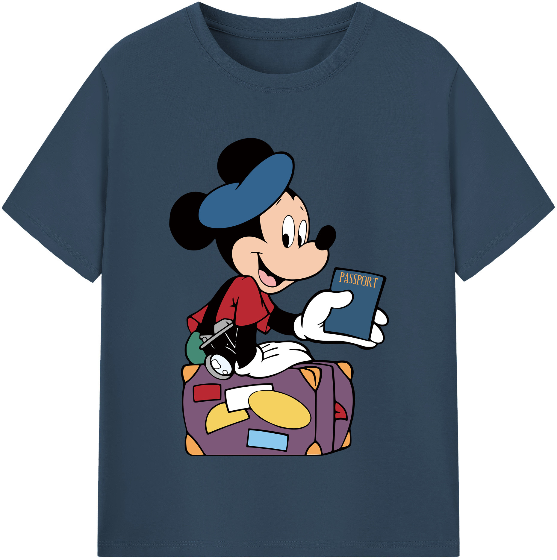 （画像用） ミッキーマウス Mickey Mouse レディースカジュアルプリントTシャツ（綿100％）