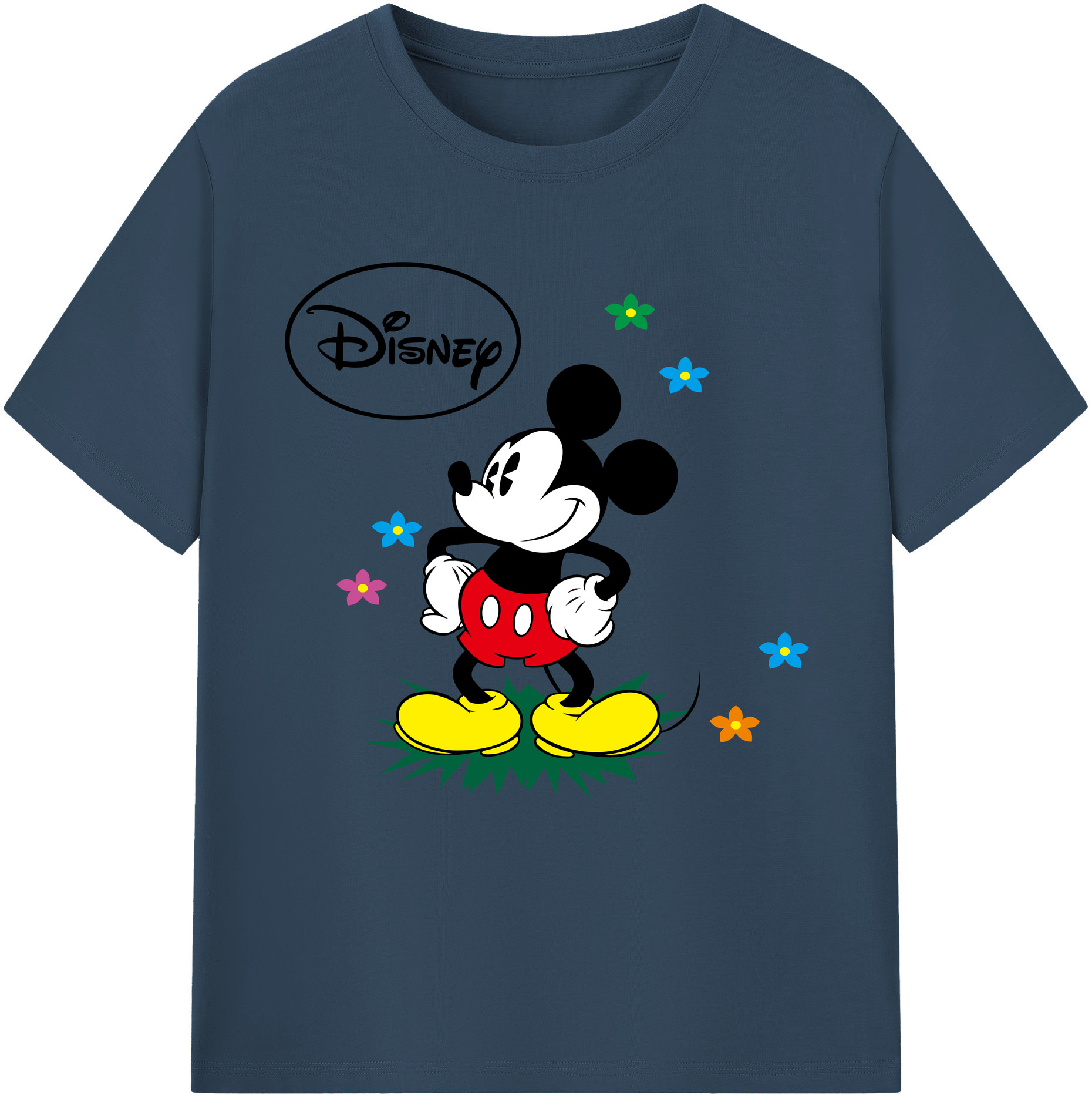 （画像用） ミッキーマウス Mickey Mouse レディースカジュアルプリントTシャツ（綿100％）