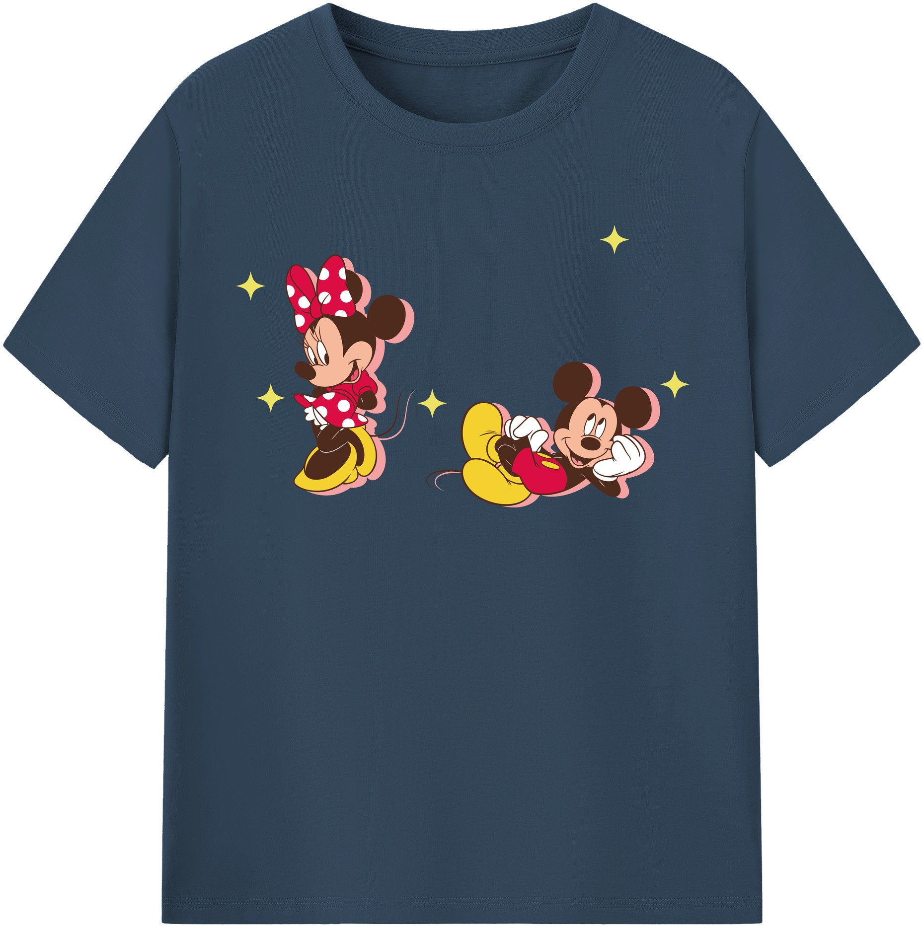 （画像用） ミッキーマウス Mickey Mouse レディースカジュアルプリントTシャツ（綿100％）