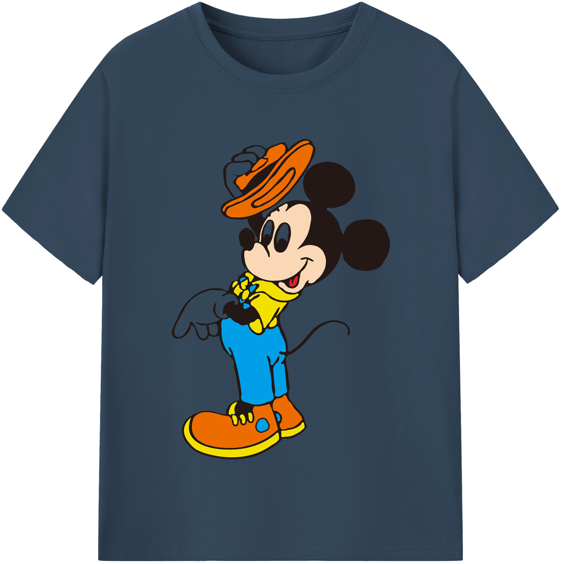 （画像用） ミッキーマウス Mickey Mouse レディースカジュアルプリントTシャツ（綿100％）