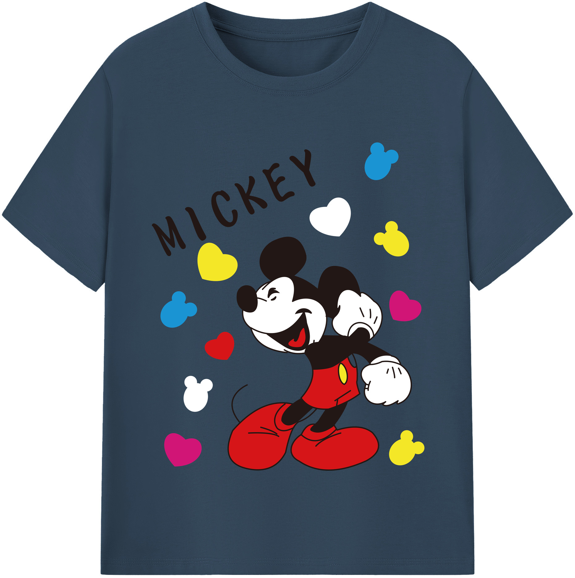 （画像用） ミッキーマウス Mickey Mouse レディースカジュアルプリントTシャツ（綿100％）
