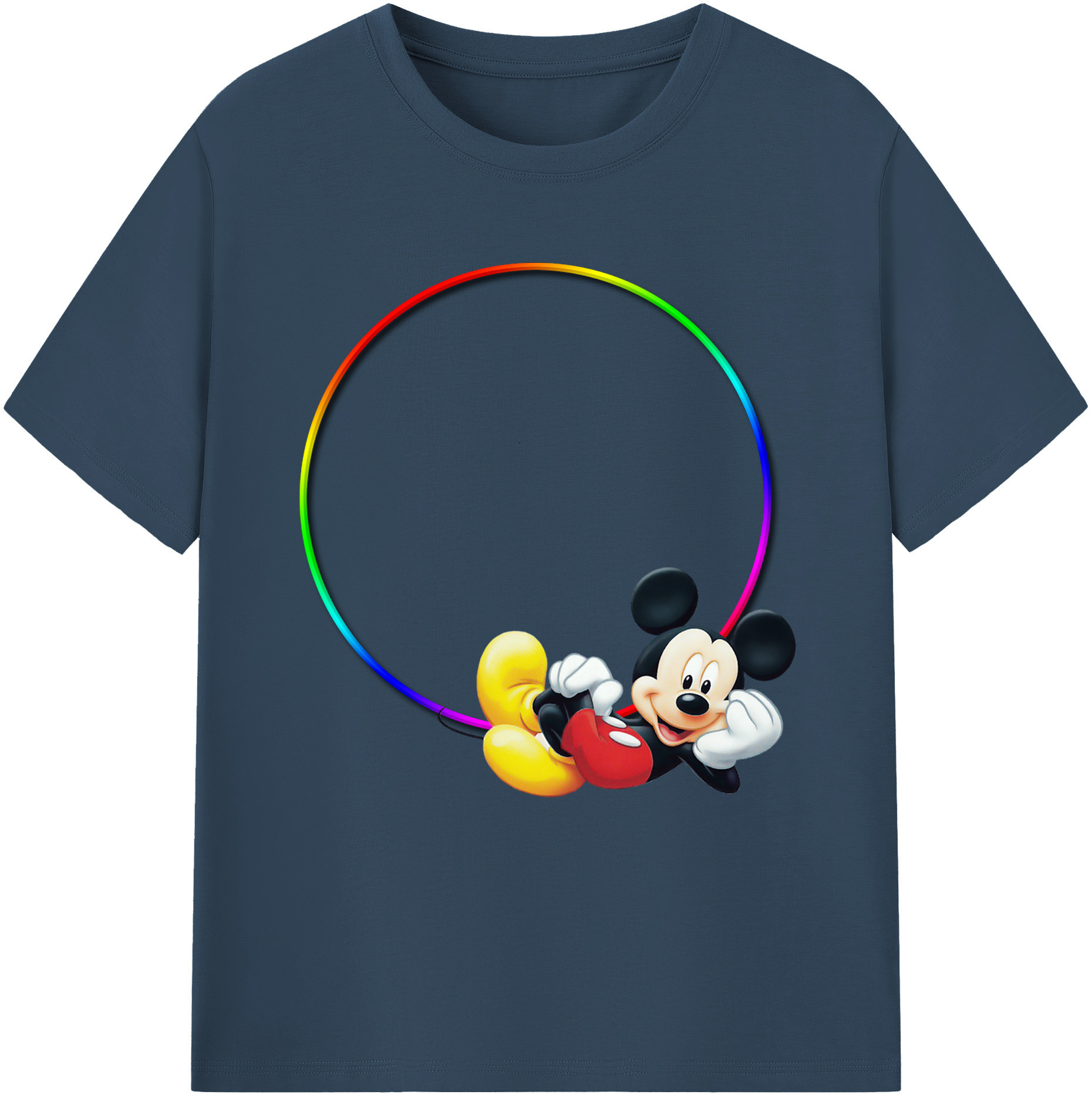（画像用） ミッキーマウス Mickey Mouse レディースカジュアルプリントTシャツ（綿100％）