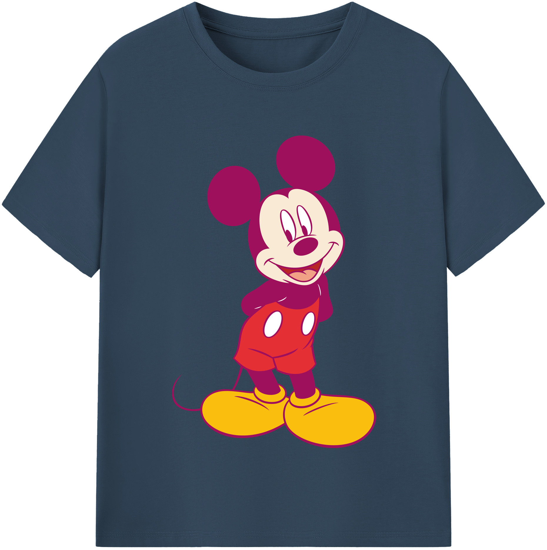 （画像用） ミッキーマウス Mickey Mouse レディースカジュアルプリントTシャツ（綿100％）