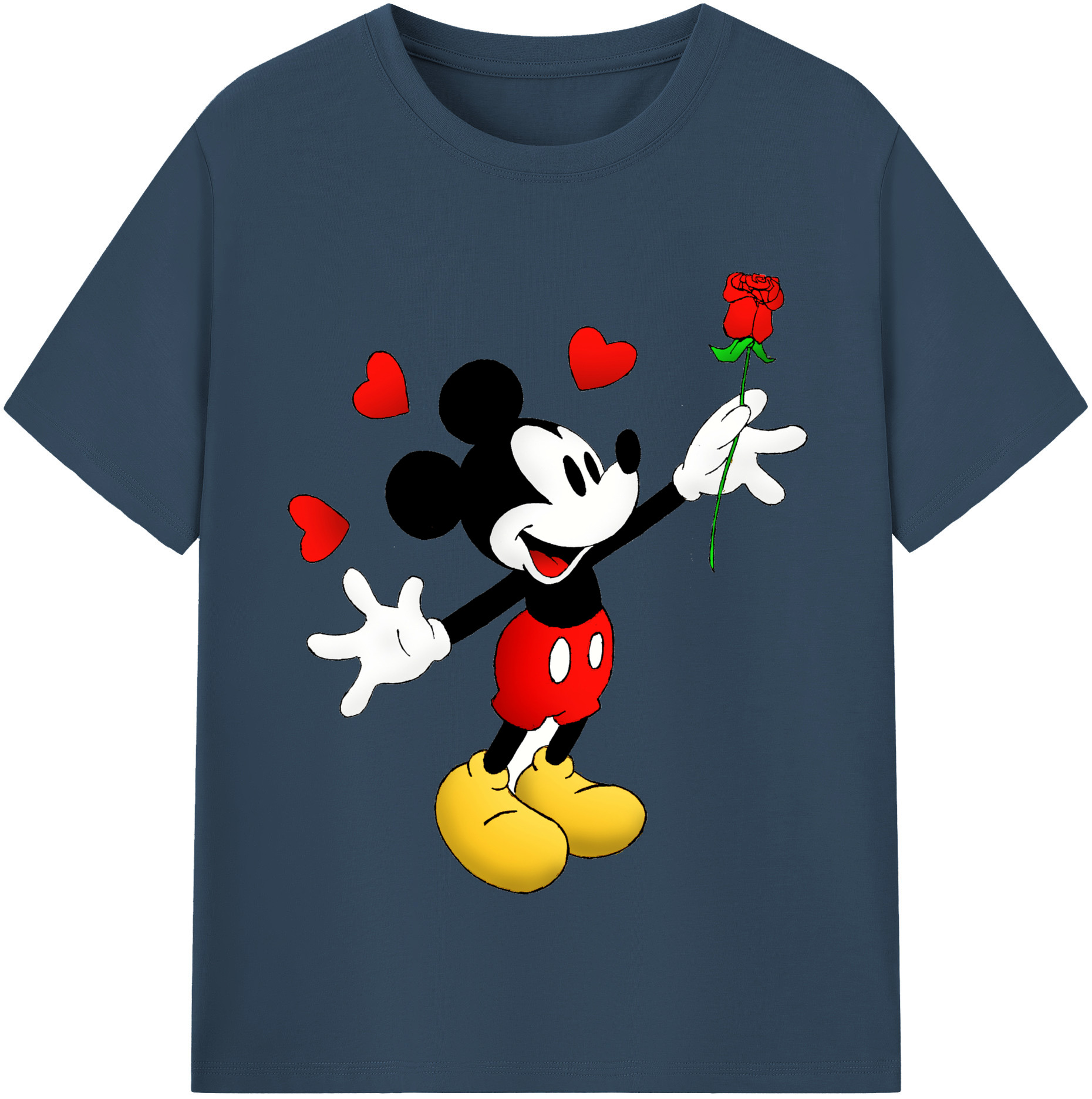 （画像用） ミッキーマウス Mickey Mouse レディースカジュアルプリントTシャツ（綿100％）