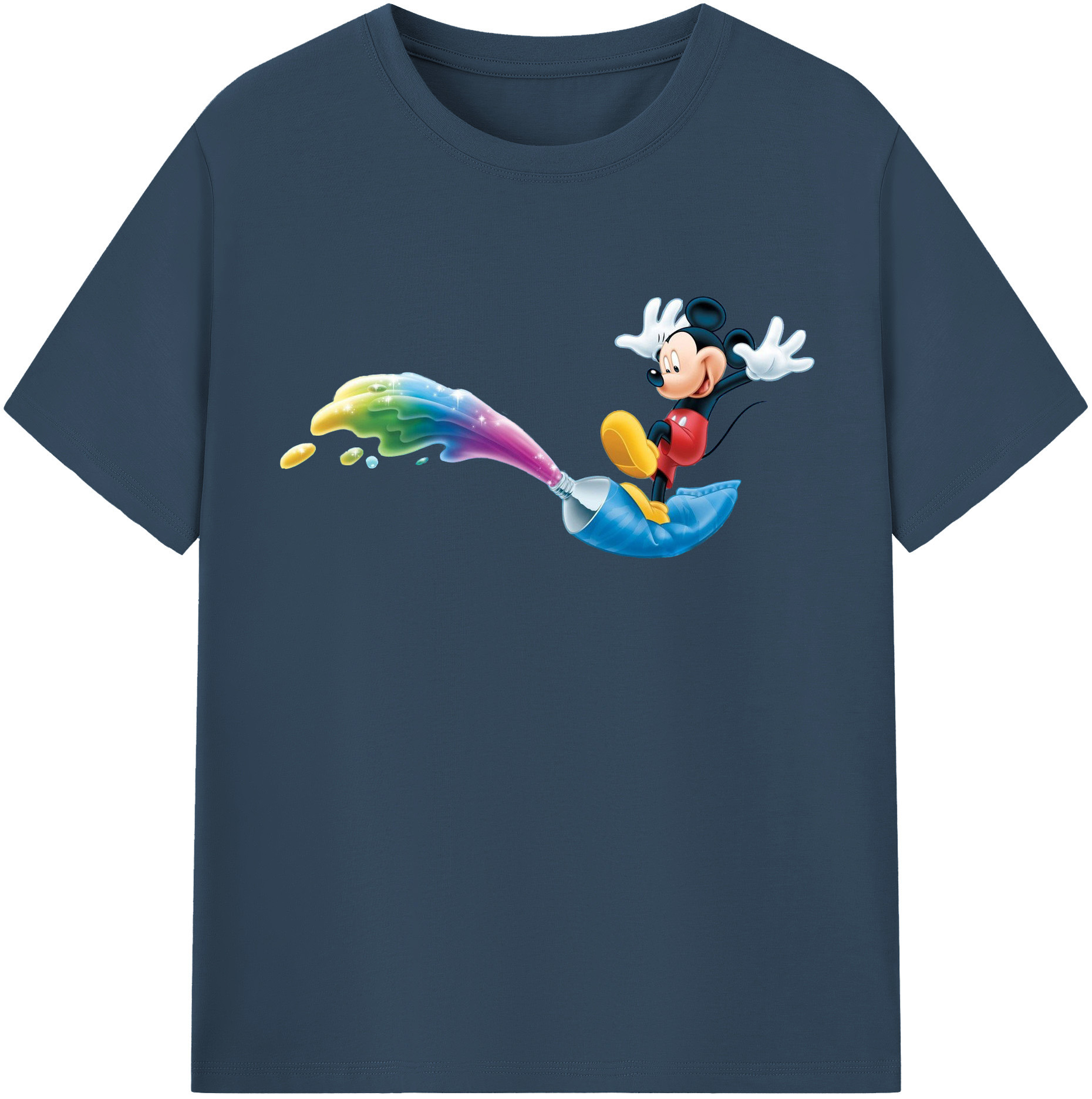 （画像用） ミッキーマウス Mickey Mouse レディースカジュアルプリントTシャツ（綿100％）