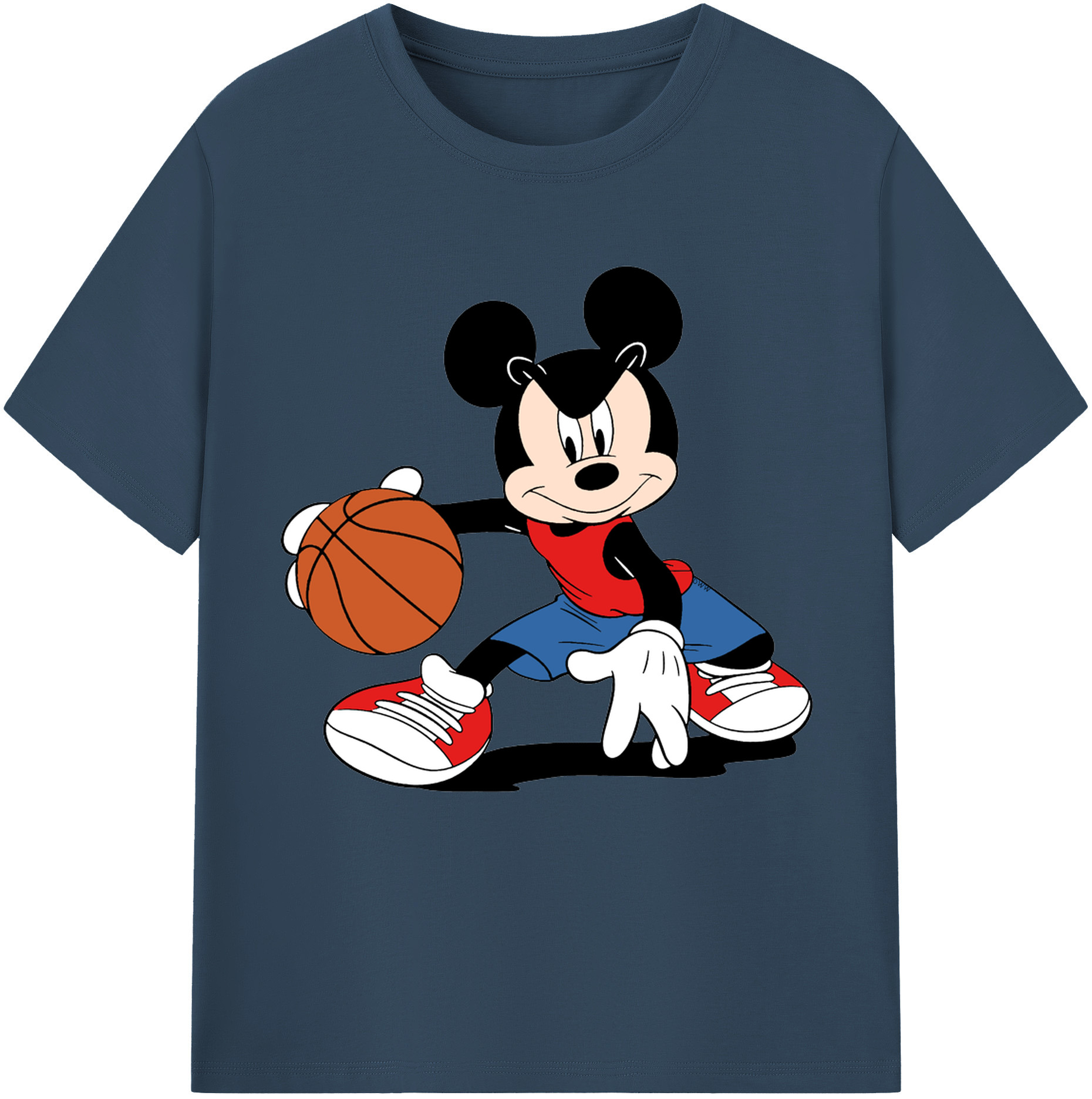 （画像用） ミッキーマウス Mickey Mouse レディースカジュアルプリントTシャツ（綿100％）