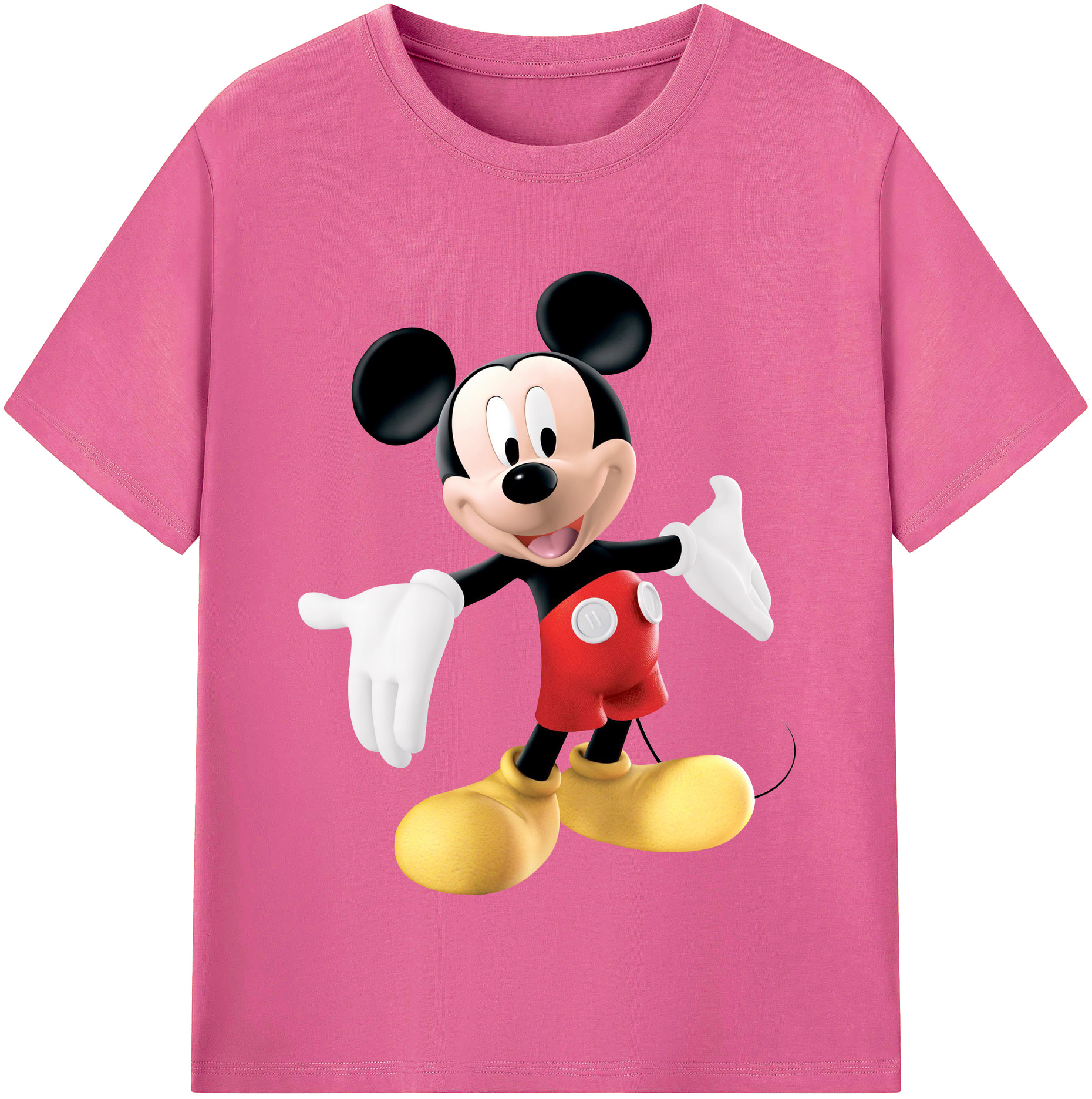 （画像用） ミッキーマウス Mickey Mouse レディースカジュアルプリントTシャツ（綿100％）