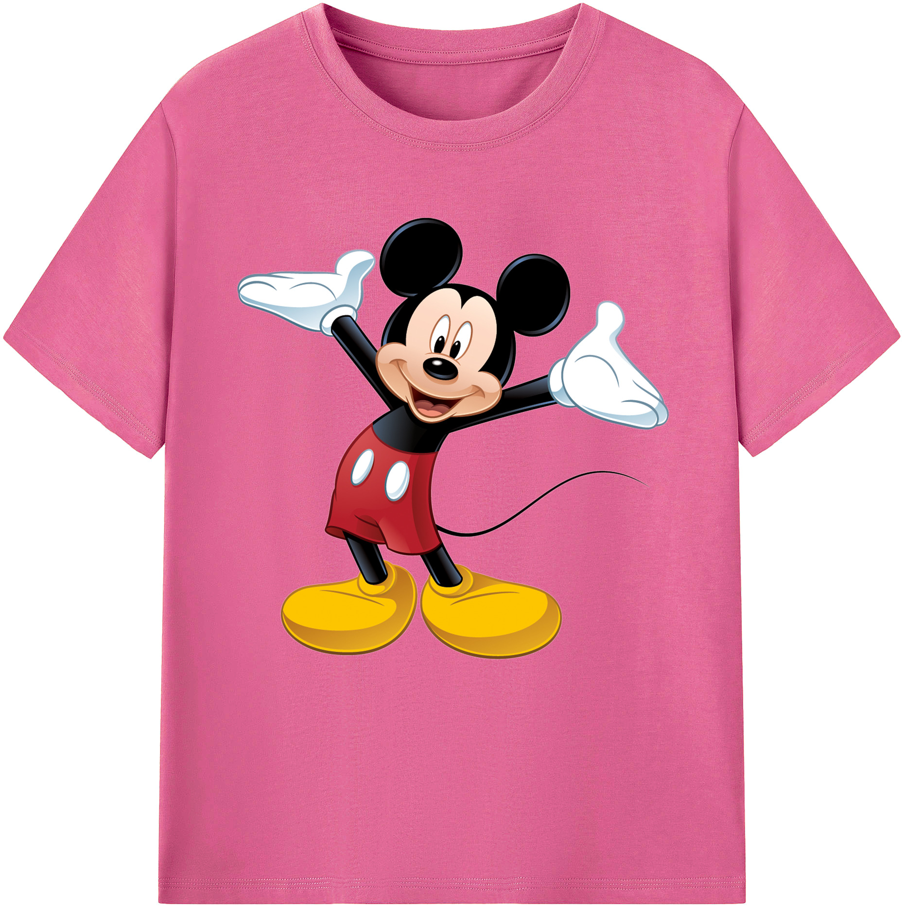 （画像用） ミッキーマウス Mickey Mouse レディースカジュアルプリントTシャツ（綿100％）