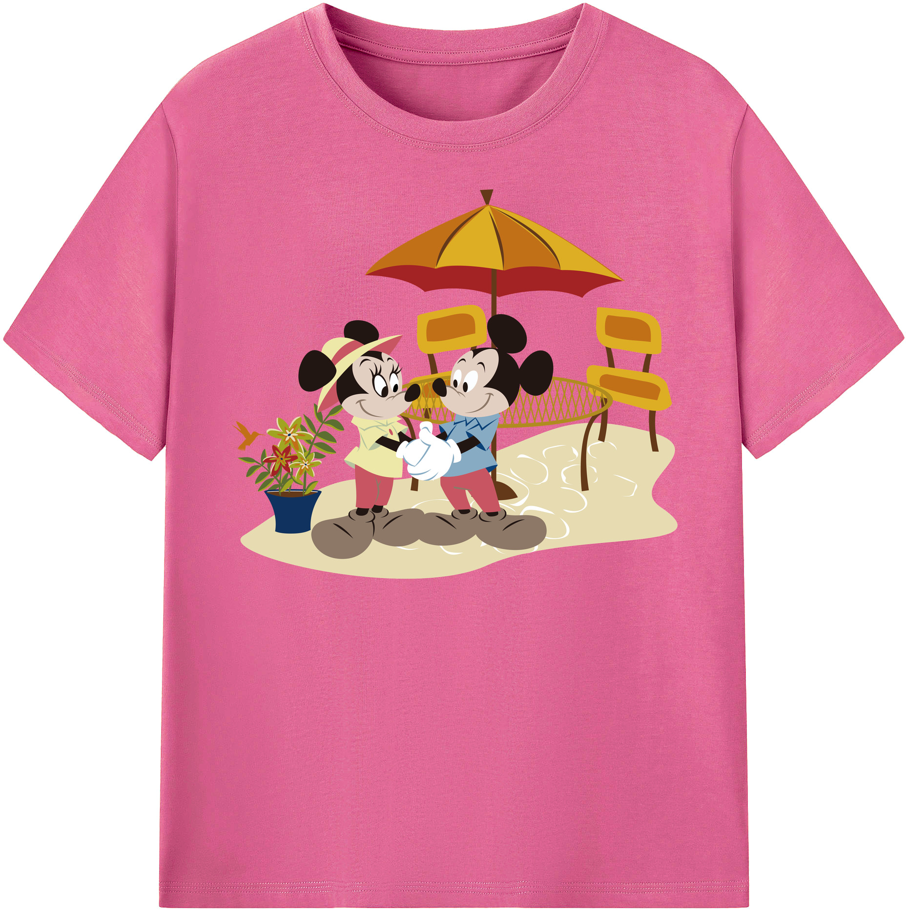 （画像用） ミッキーマウス Mickey Mouse レディースカジュアルプリントTシャツ（綿100％）