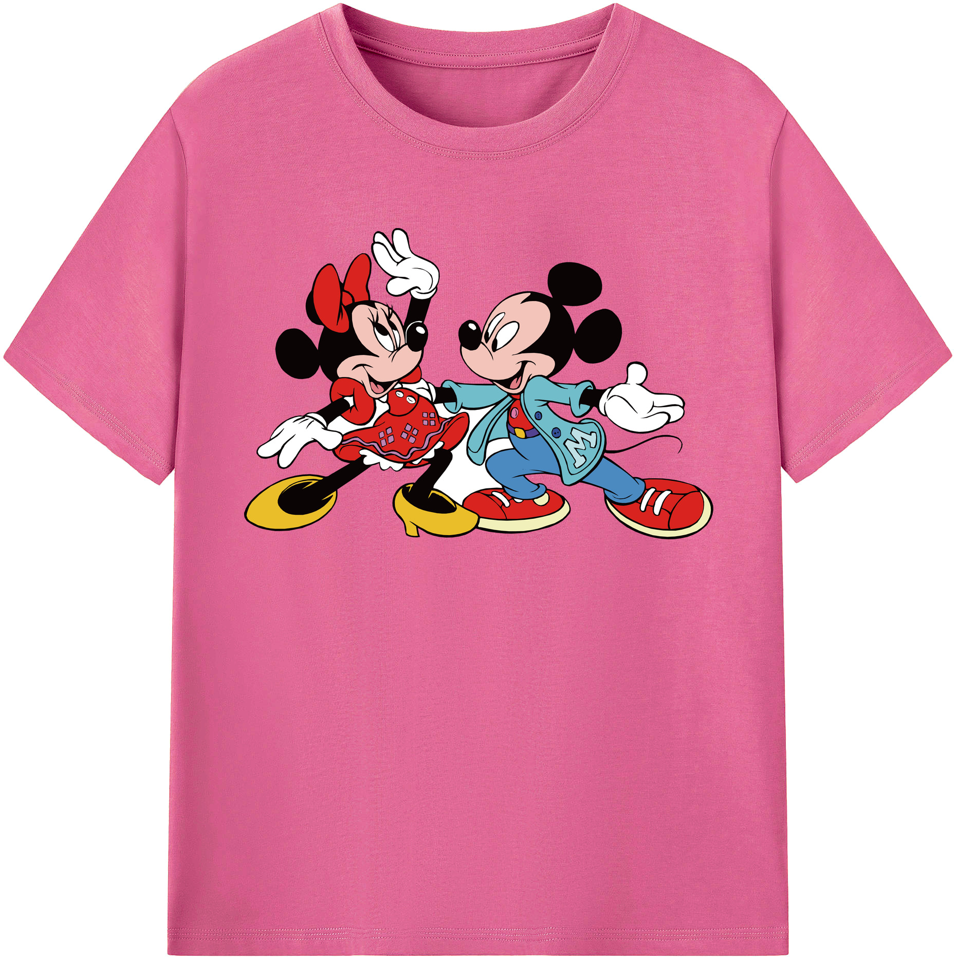 （画像用） ミッキーマウス Mickey Mouse レディースカジュアルプリントTシャツ（綿100％）