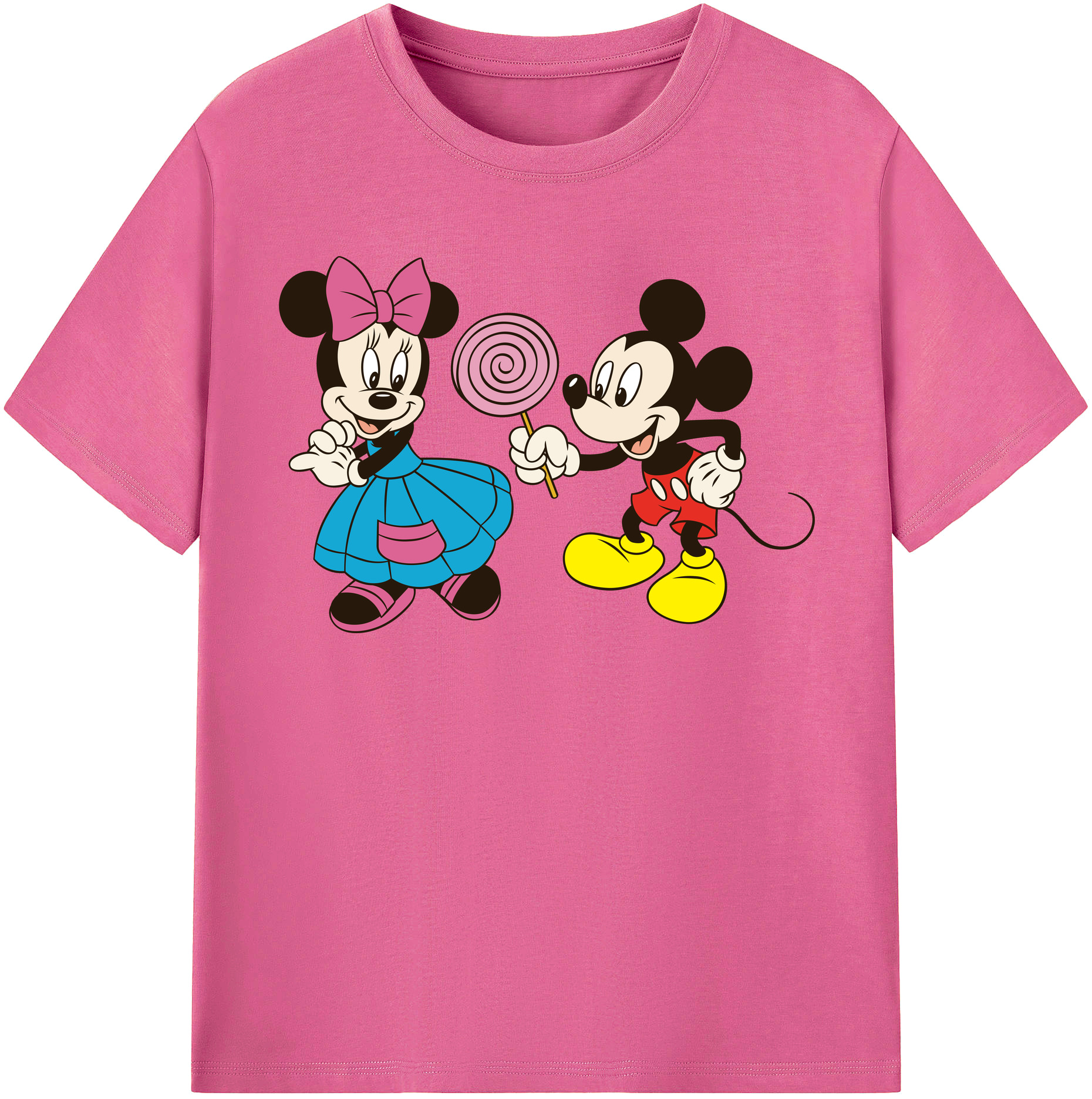（画像用） ミッキーマウス Mickey Mouse レディースカジュアルプリントTシャツ（綿100％）